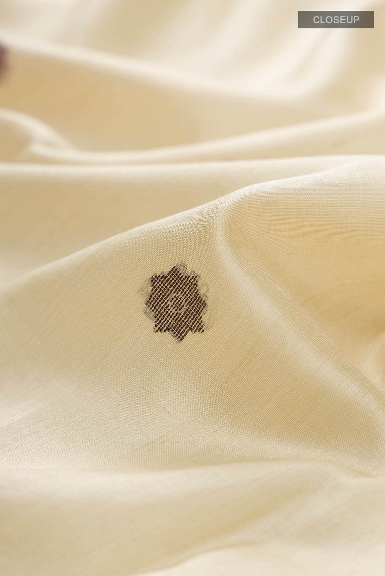 Lost in Fields-Cream Bhagalpuri Tussar Silk Saree