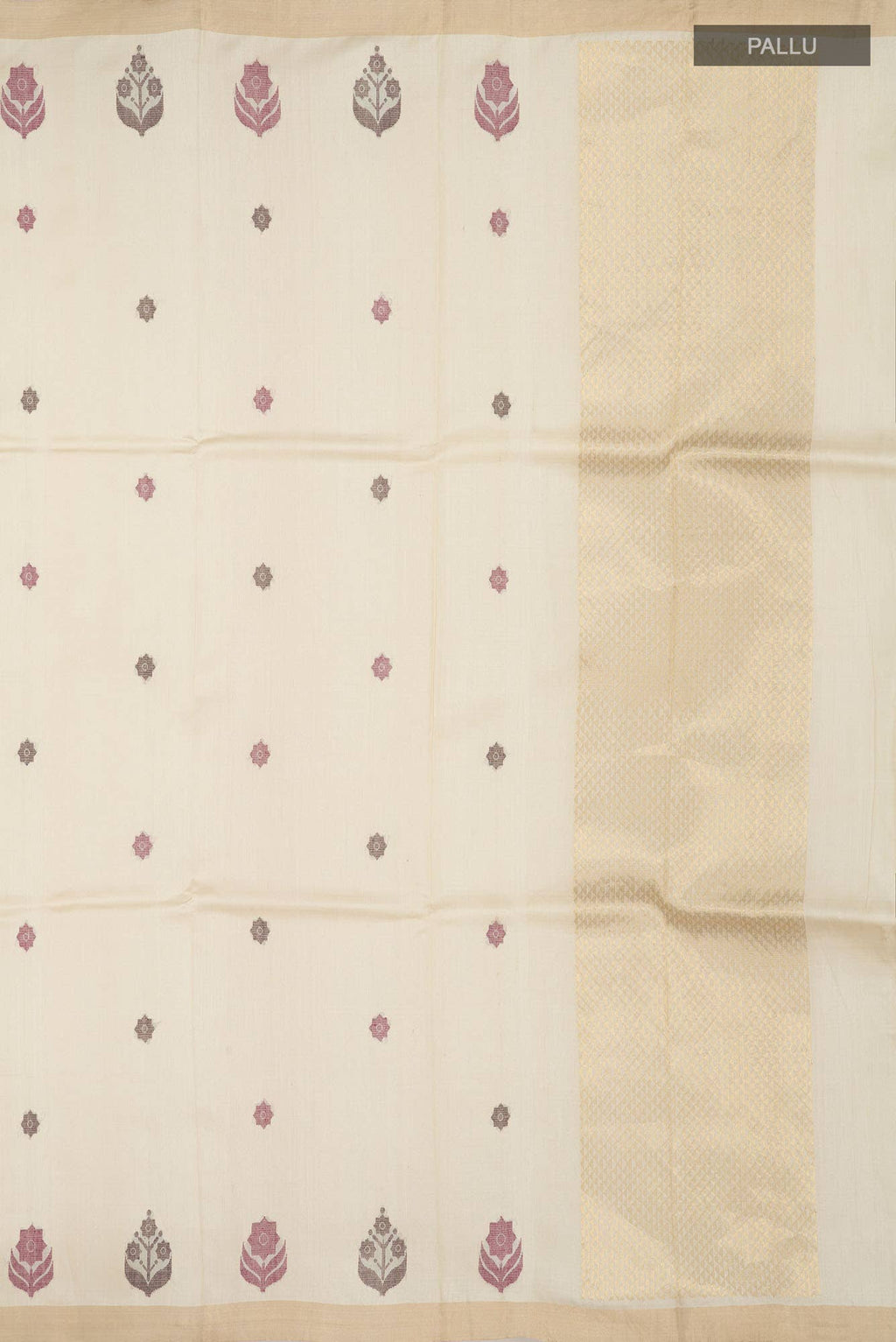 Lost in Fields-Cream Bhagalpuri Tussar Silk Saree