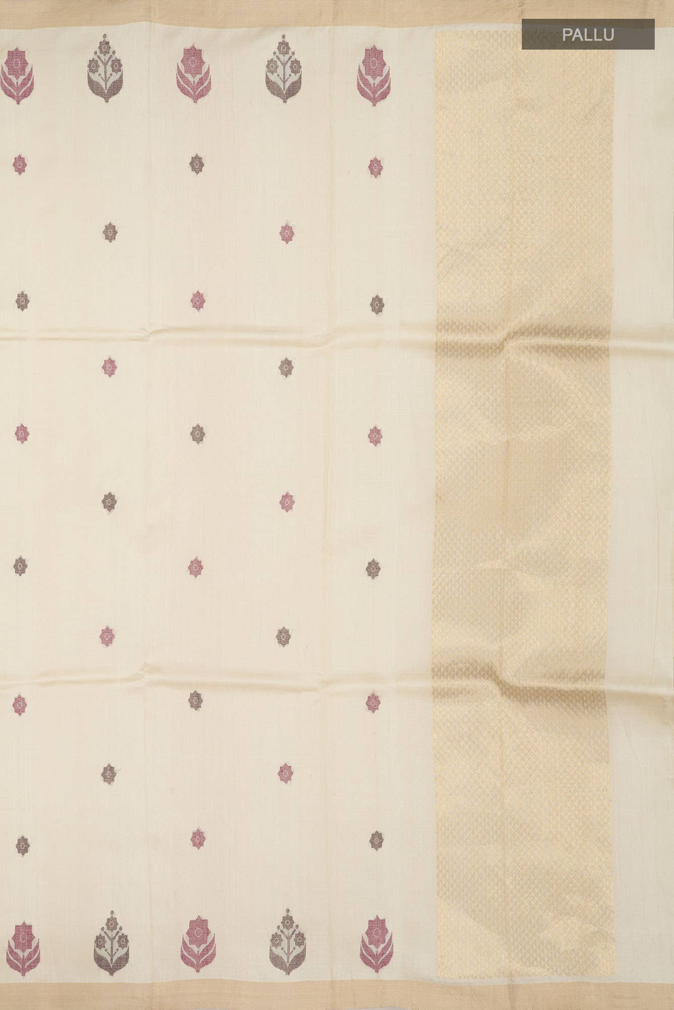 Lost in Fields-Cream Bhagalpuri Tussar Silk Saree