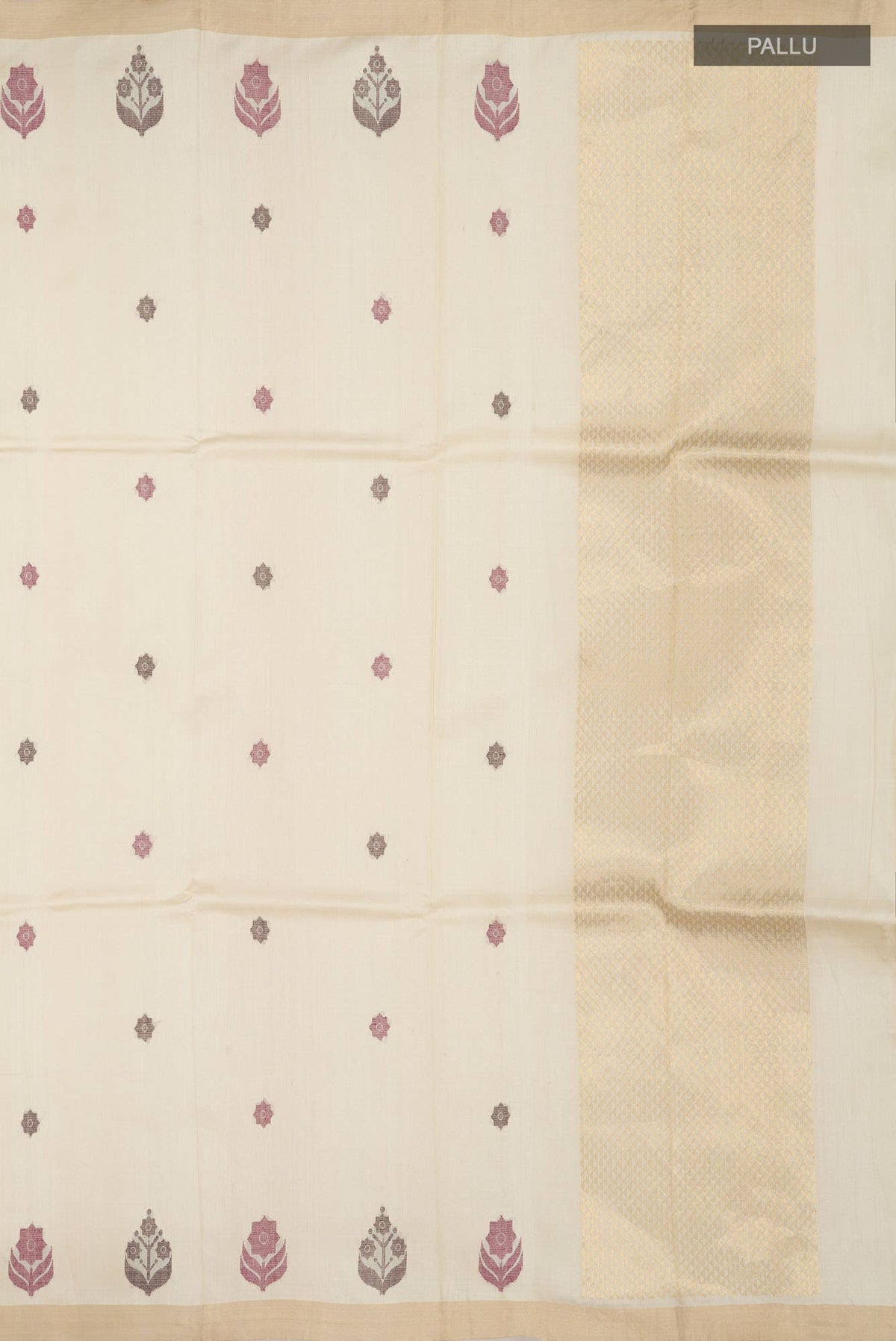 Lost in Fields-Cream Bhagalpuri Tussar Silk Saree