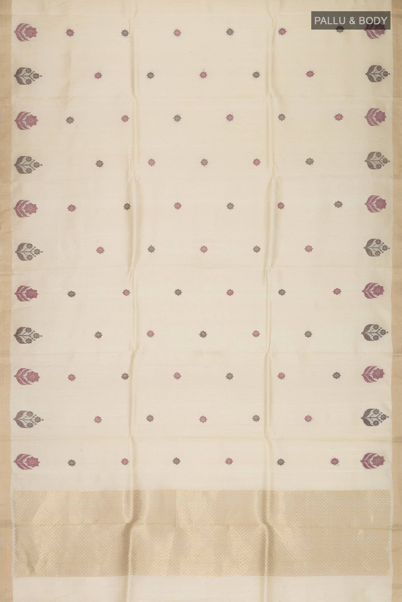 Lost in Fields-Cream Bhagalpuri Tussar Silk Saree