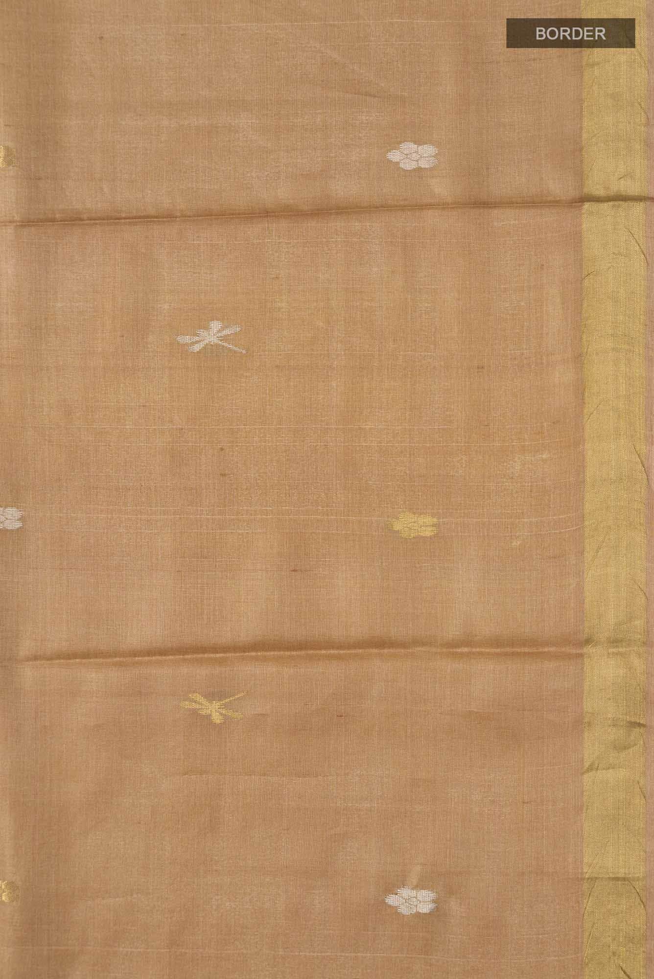 Dance of Dragonfly-Brown Bhagalpuri Tussar Silk Saree