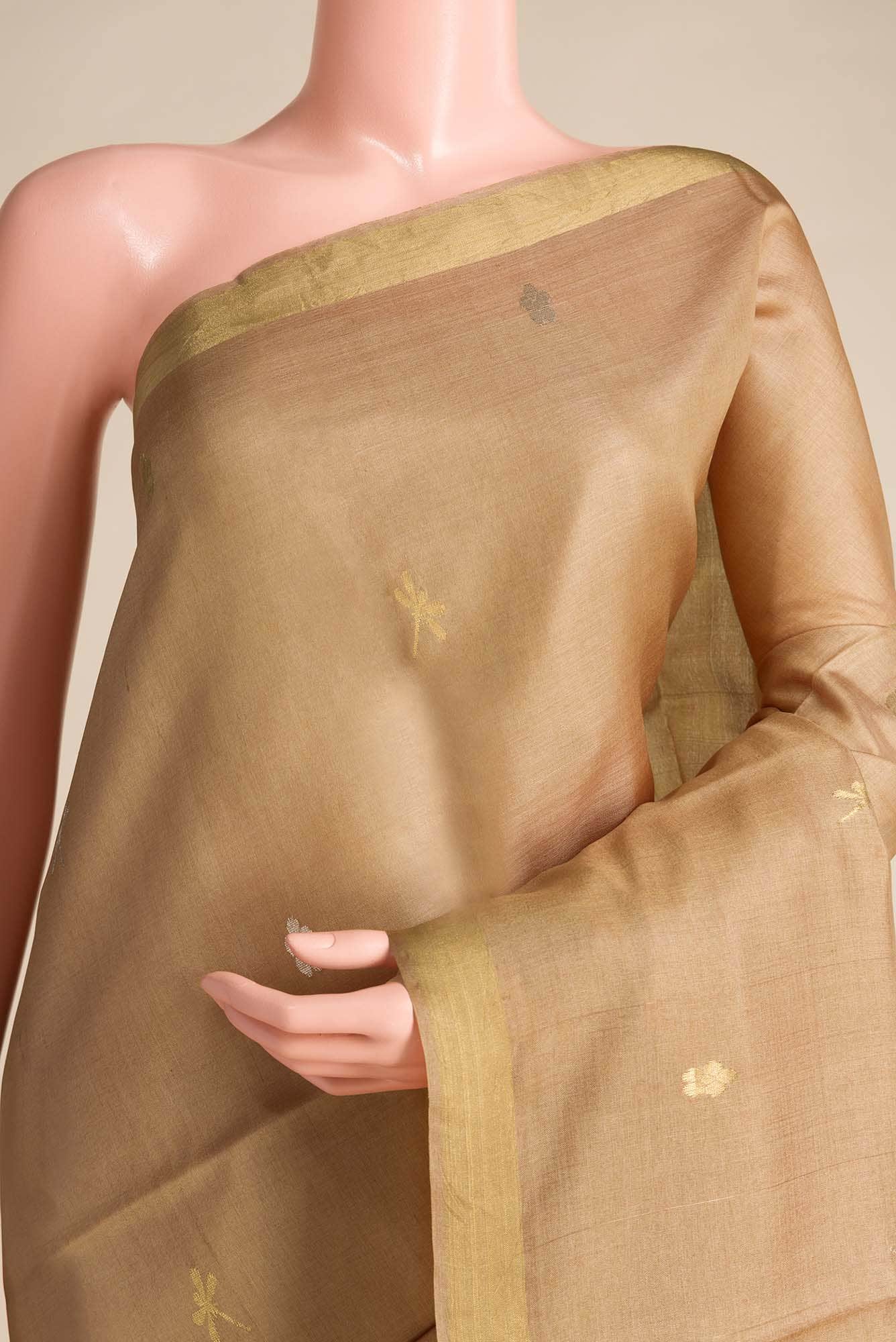 Dance of Dragonfly-Brown Bhagalpuri Tussar Silk Saree