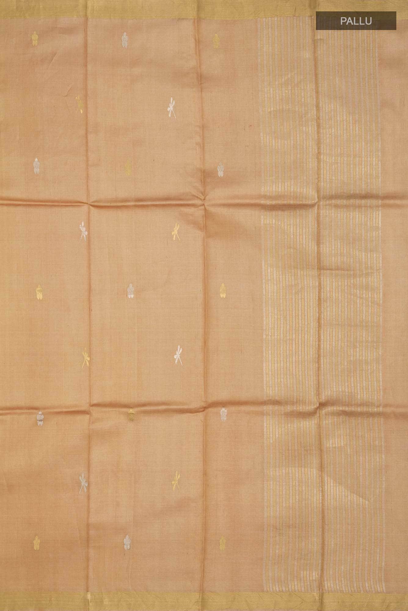 Dance of Dragonfly-Brown Bhagalpuri Tussar Silk Saree