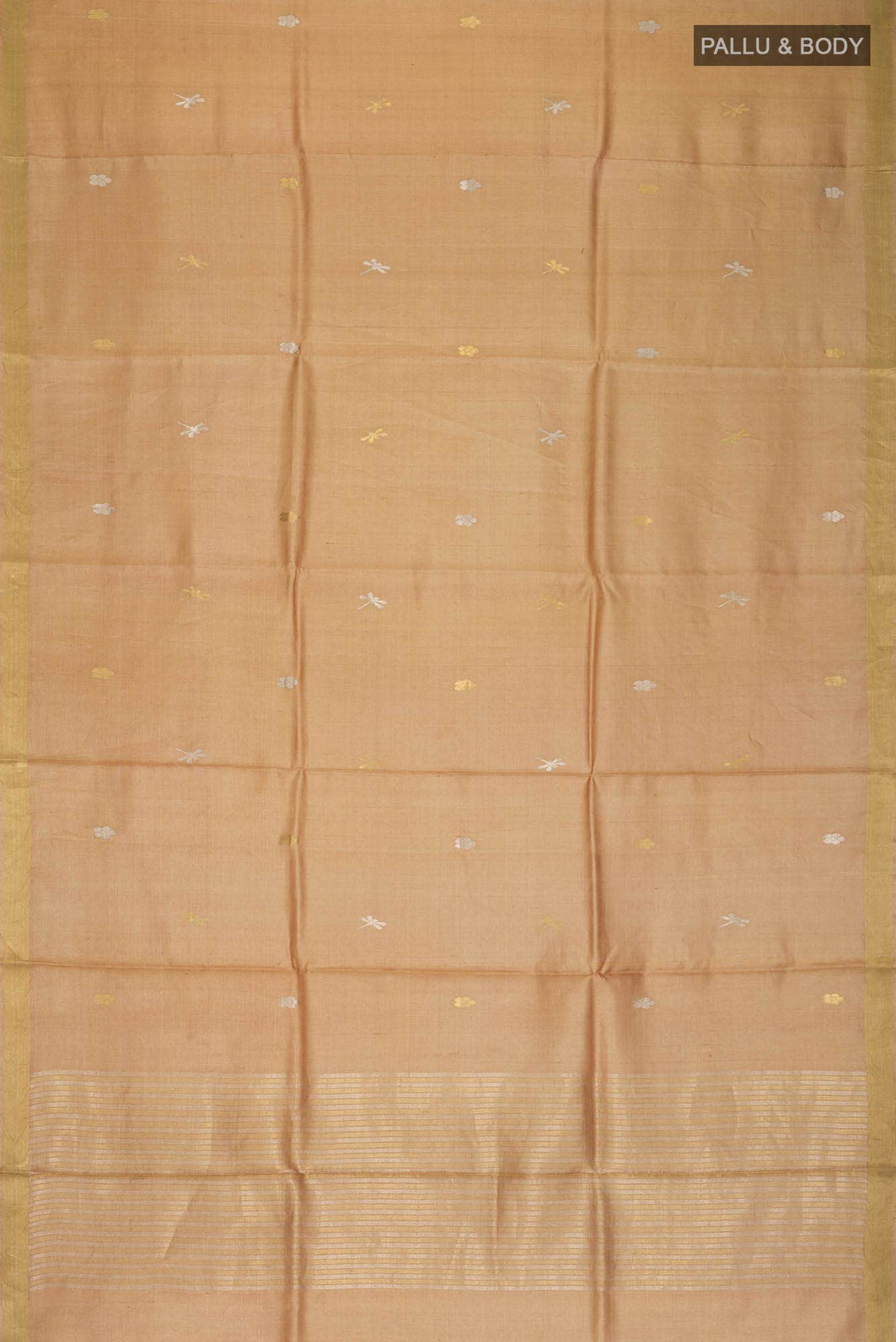 Dance of Dragonfly-Brown Bhagalpuri Tussar Silk Saree