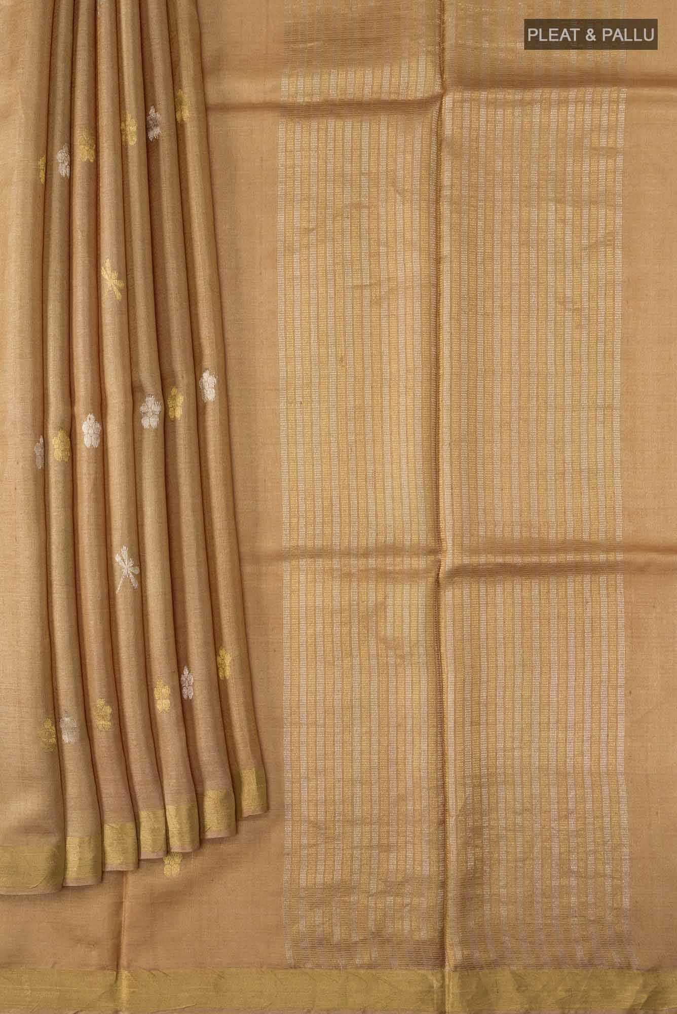 Dance of Dragonfly-Brown Bhagalpuri Tussar Silk Saree