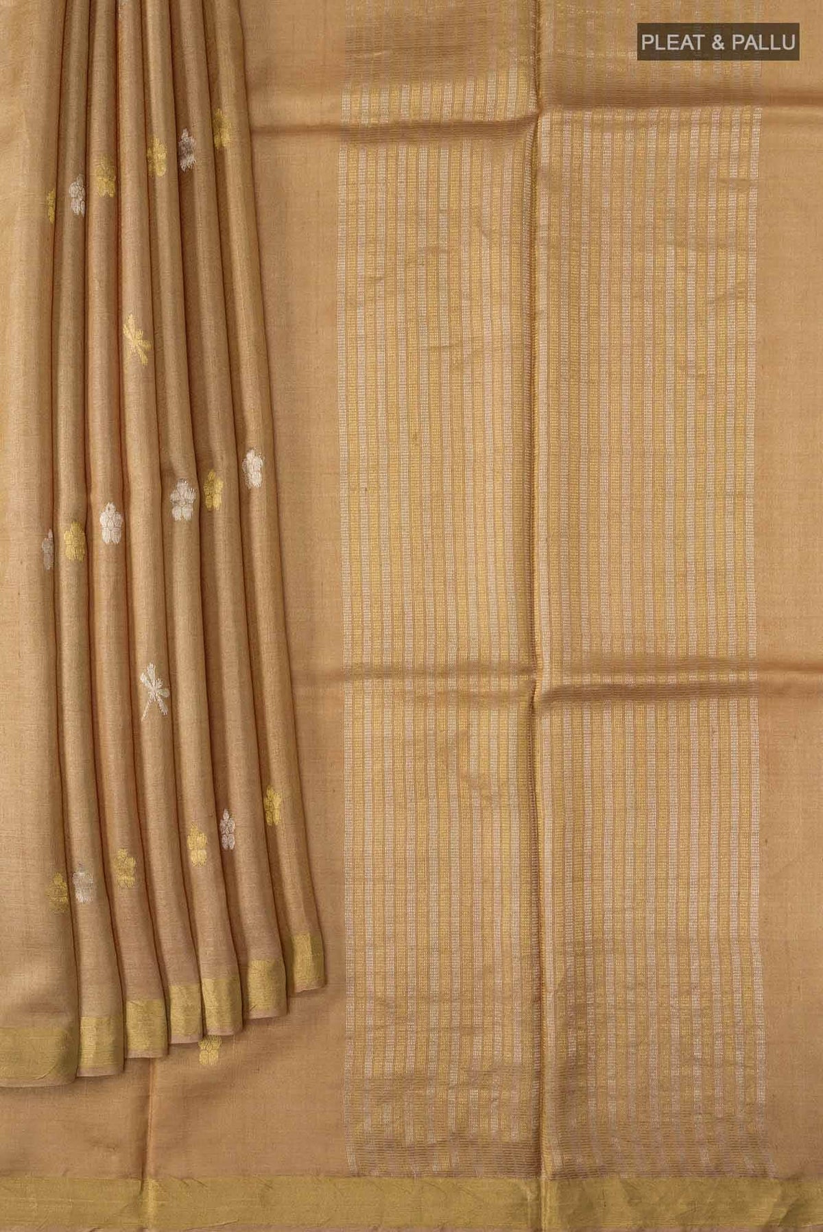 Dance of Dragonfly-Brown Bhagalpuri Tussar Silk Saree