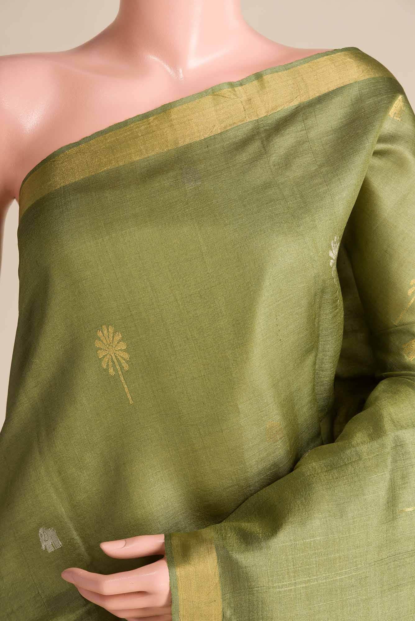 Juliet in the Jungle-Green Bhagalpuri Tussar Silk Saree