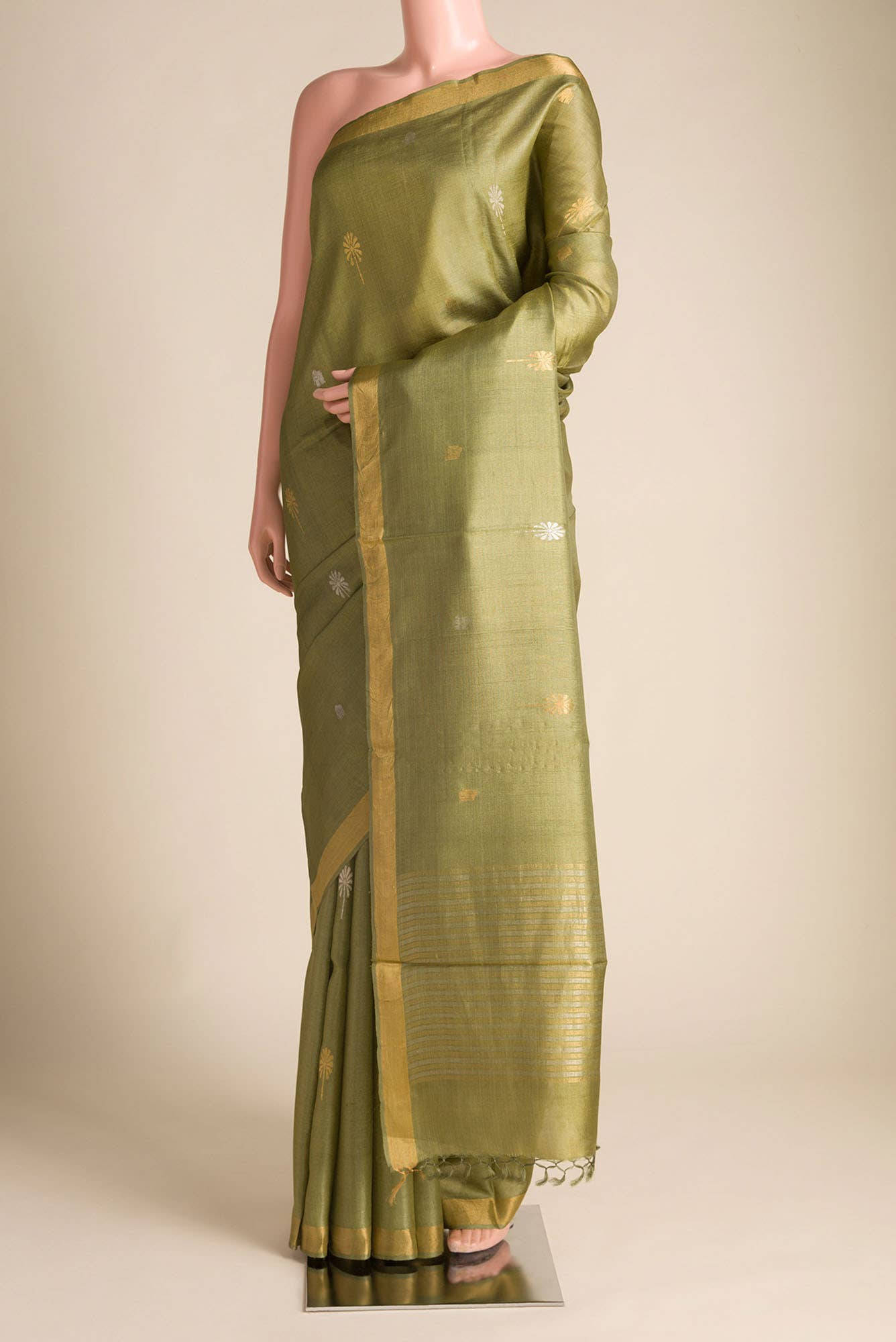 Juliet in the Jungle-Green Bhagalpuri Tussar Silk Saree