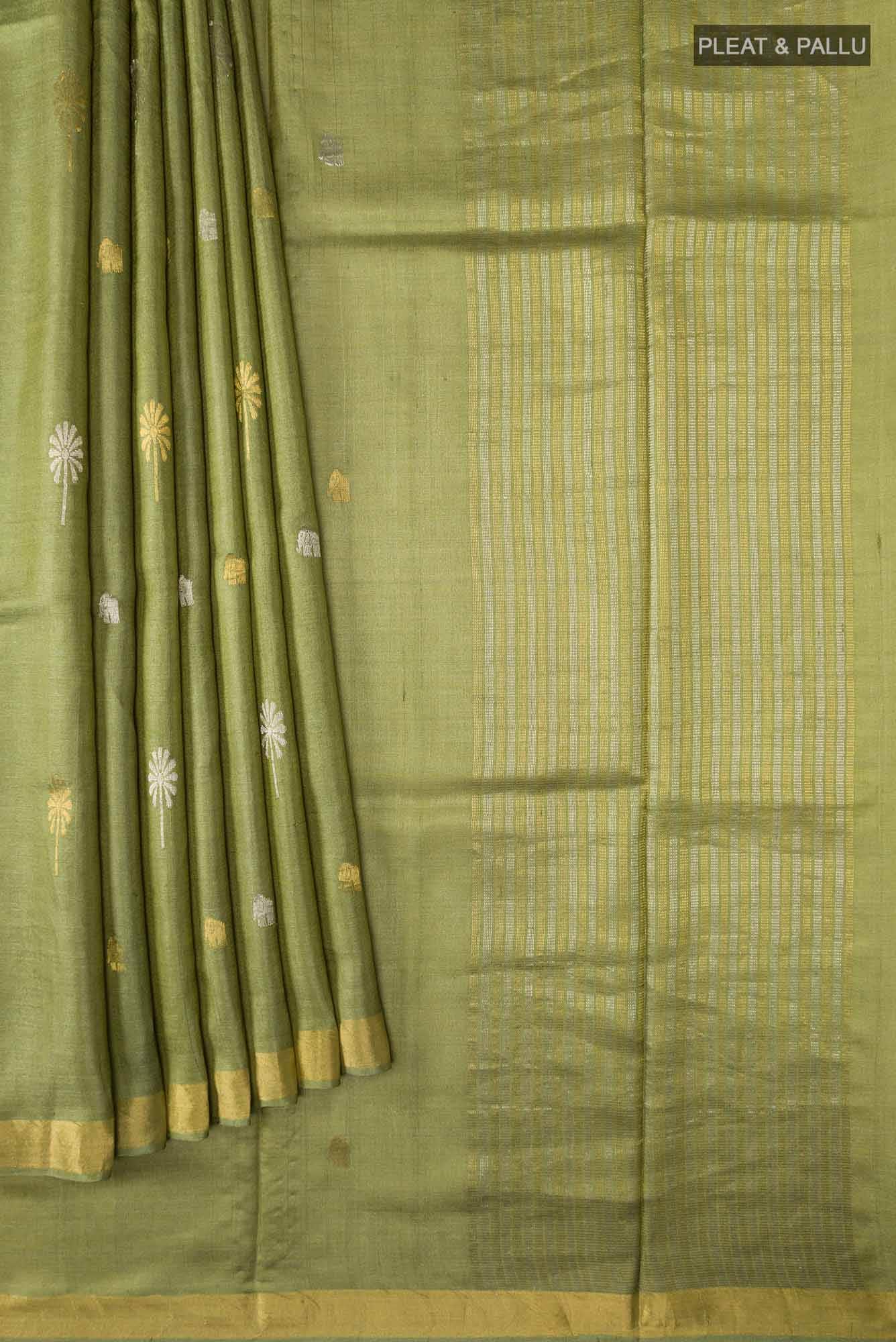 Juliet in the Jungle-Green Bhagalpuri Tussar Silk Saree