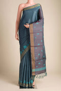 Elephant Whispers-Blue Bhagalpuri Tussar Silk Saree