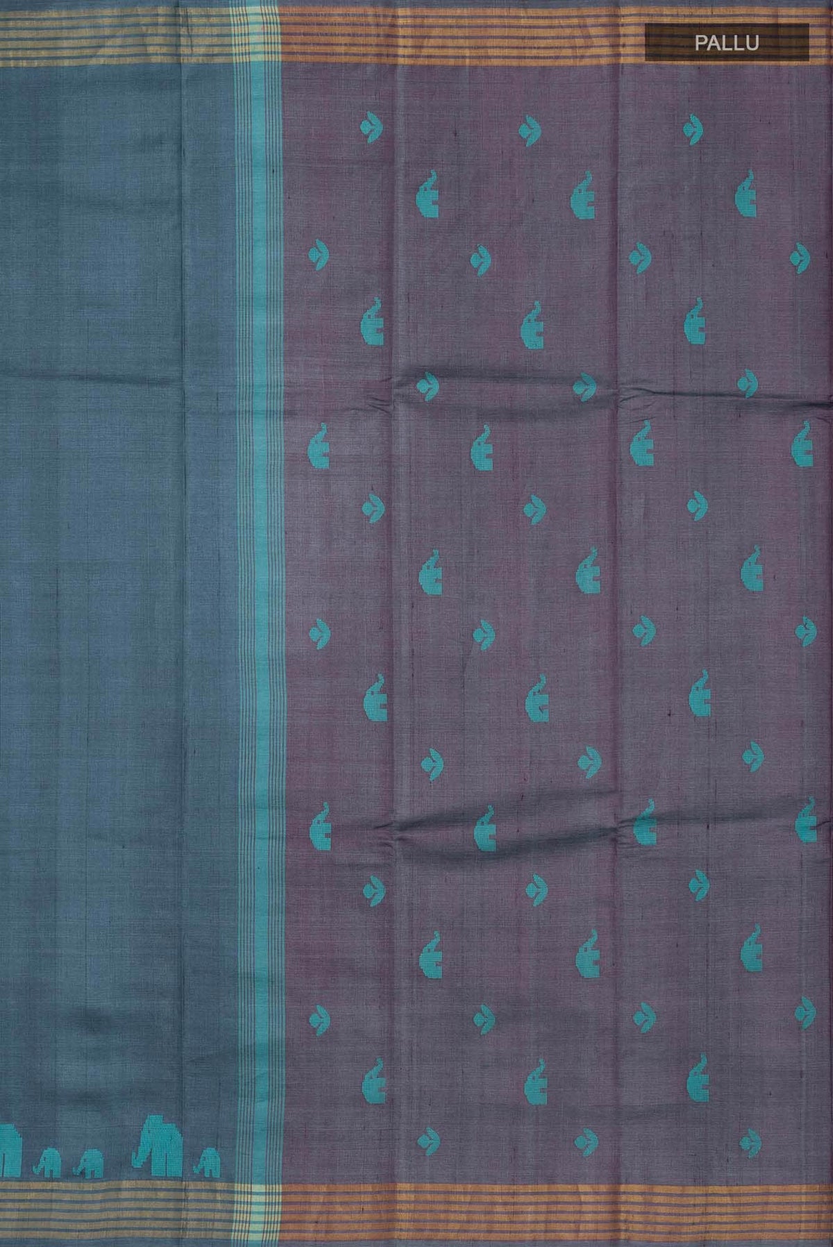 Elephant Whispers-Blue Bhagalpuri Tussar Silk Saree
