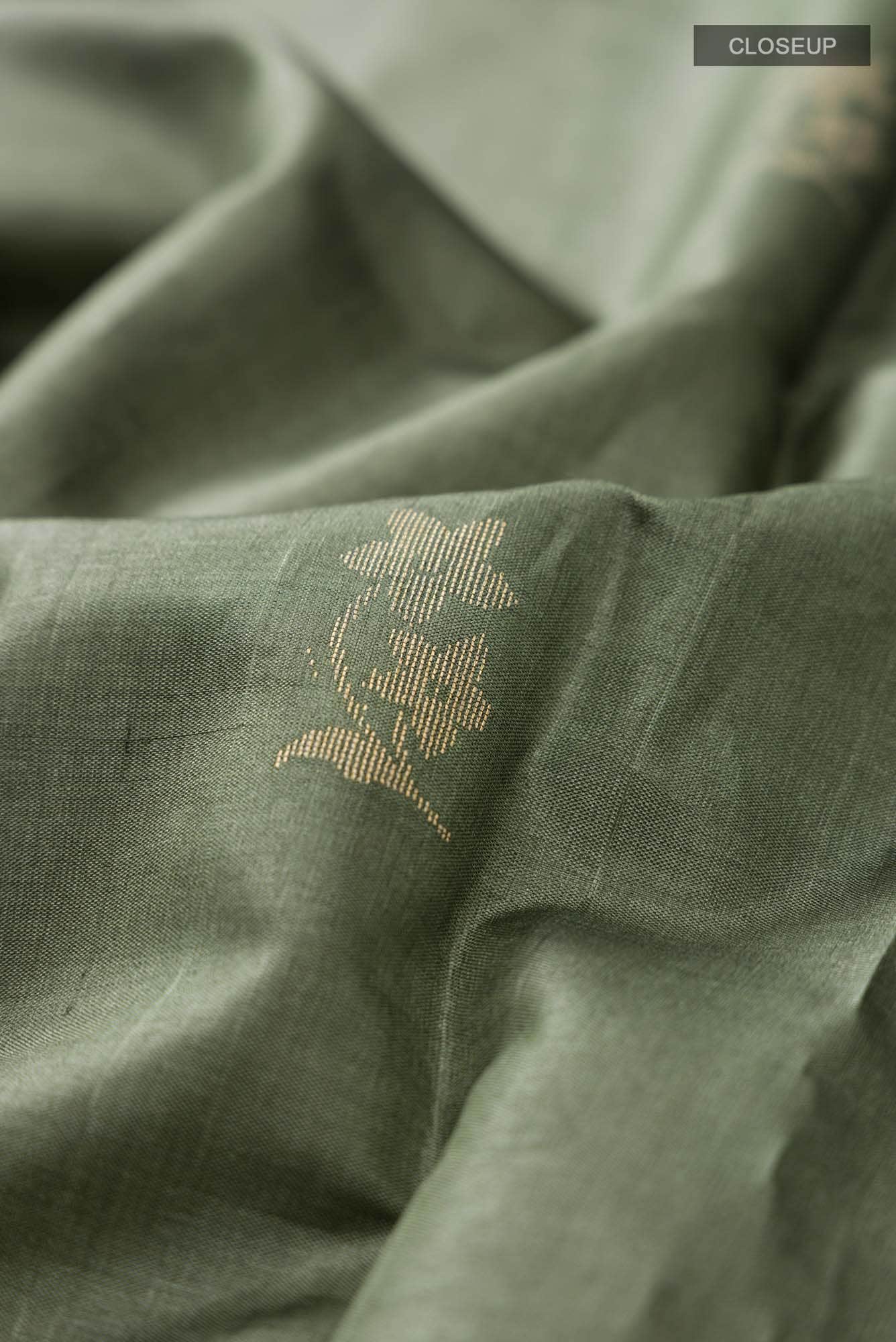 Forget Me Not-Green Bhagalpuri Tussar Silk Saree