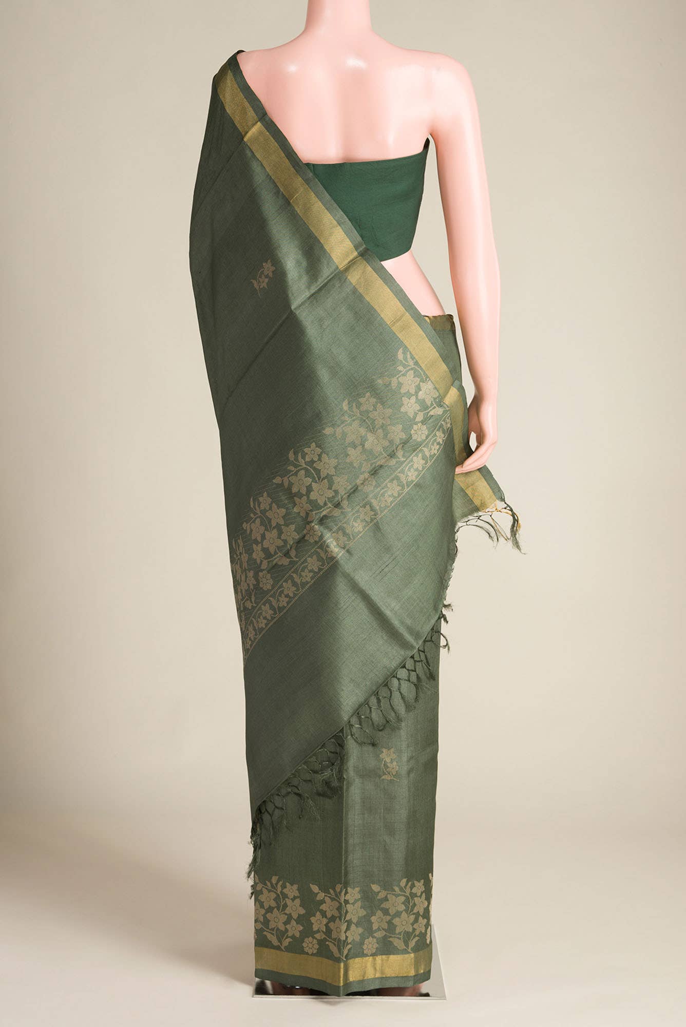 Forget Me Not-Green Bhagalpuri Tussar Silk Saree