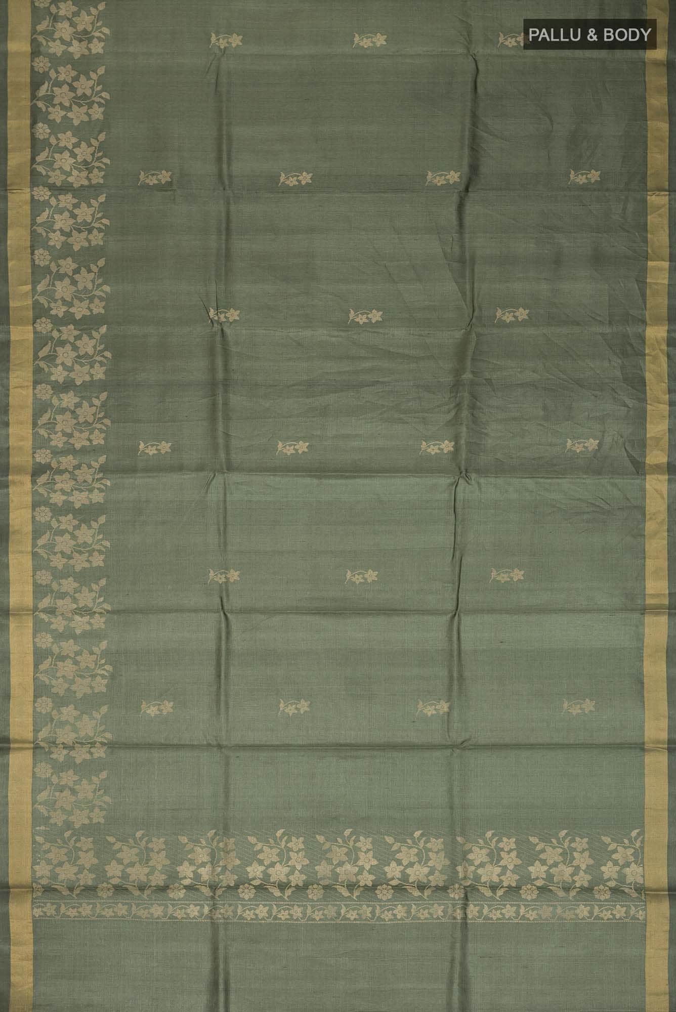 Forget Me Not-Green Bhagalpuri Tussar Silk Saree
