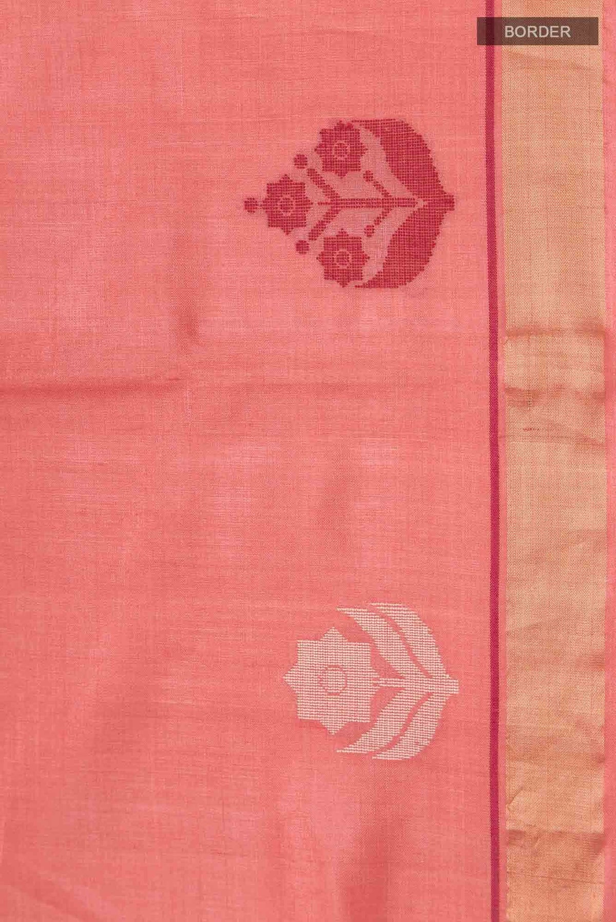 The Secret Garden-Peach Bhagalpuri Tussar Silk Saree