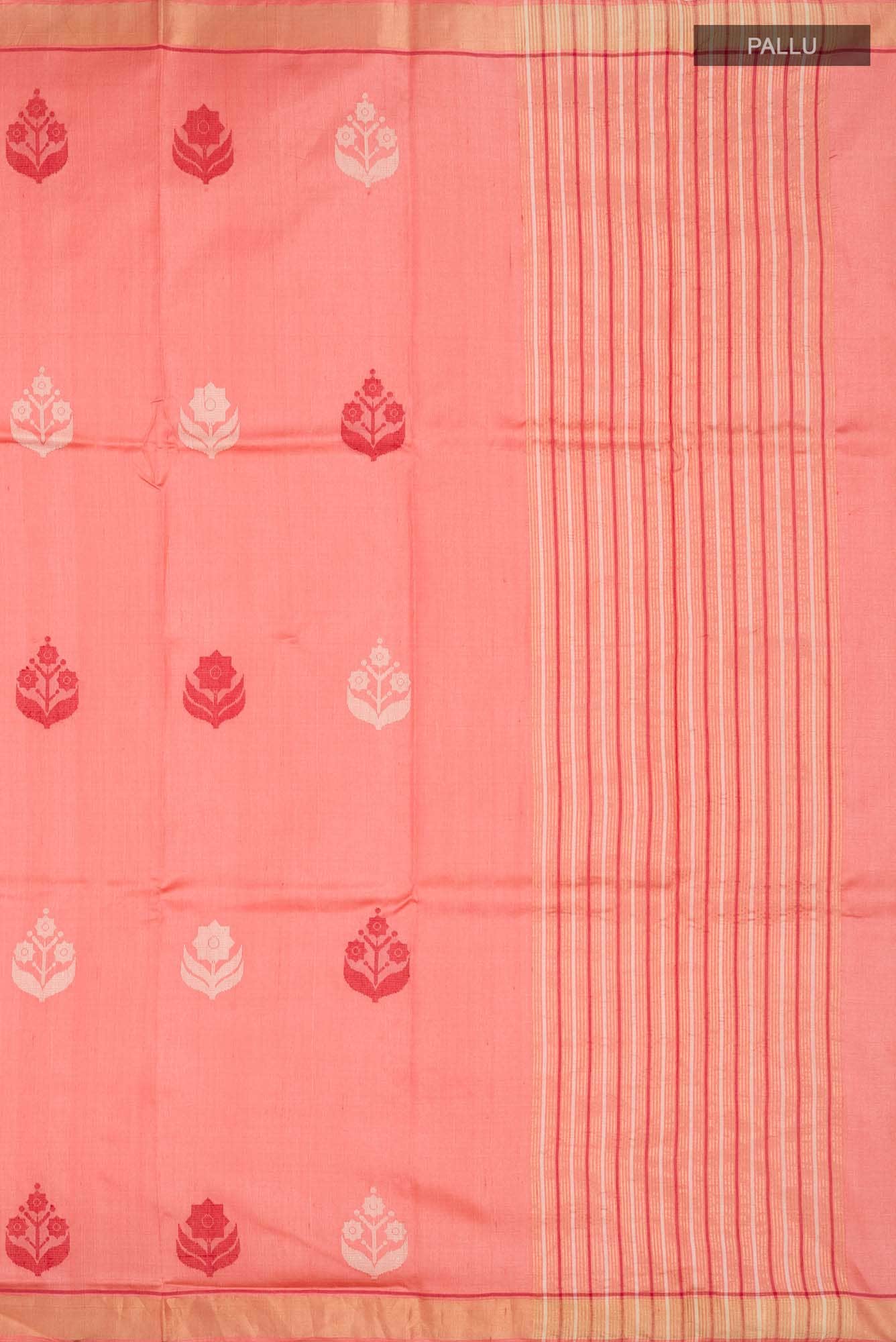 The Secret Garden-Peach Bhagalpuri Tussar Silk Saree