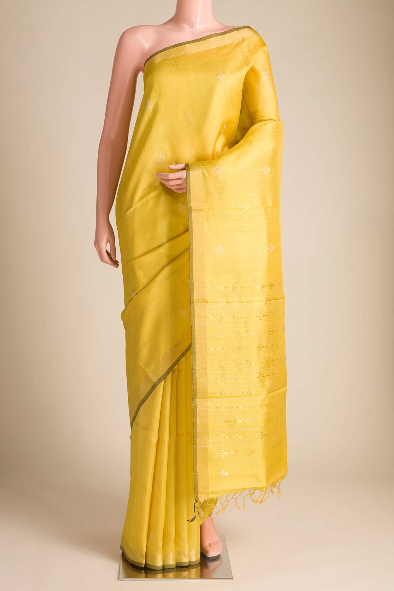 Breeze of Ease-Yellow Bhagalpuri Tussar Silk Saree