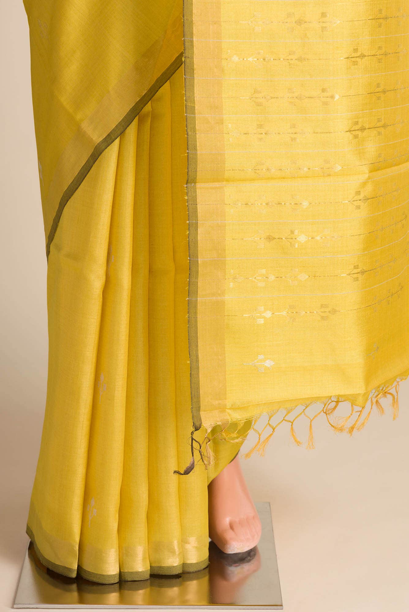 Breeze of Ease-Yellow Bhagalpuri Tussar Silk Saree