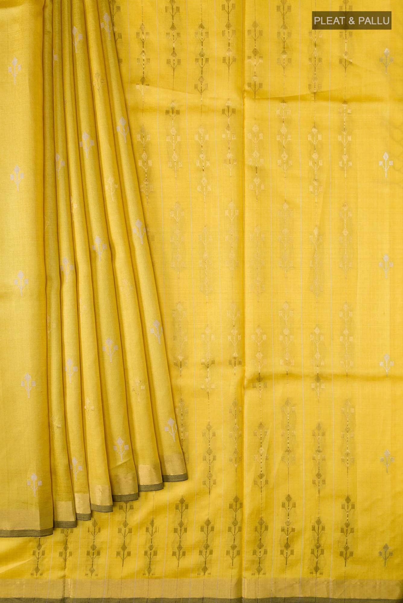 Breeze of Ease-Yellow Bhagalpuri Tussar Silk Saree