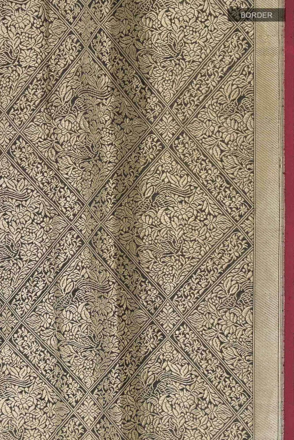 The jeweled Bird-Black Banarasi Silk Saree