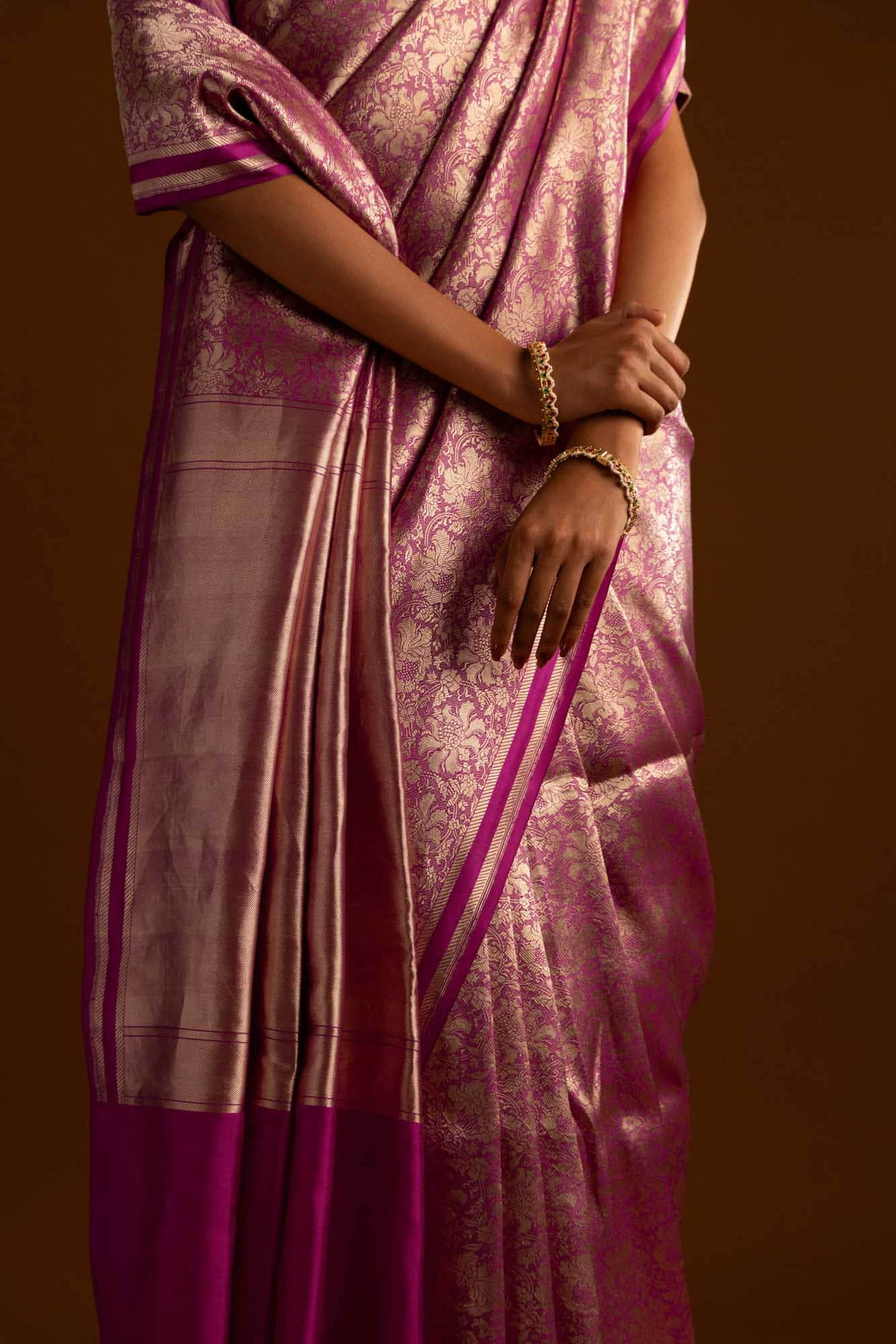 Japanese Tea Ceremony-Pink Banarasi Silk Saree