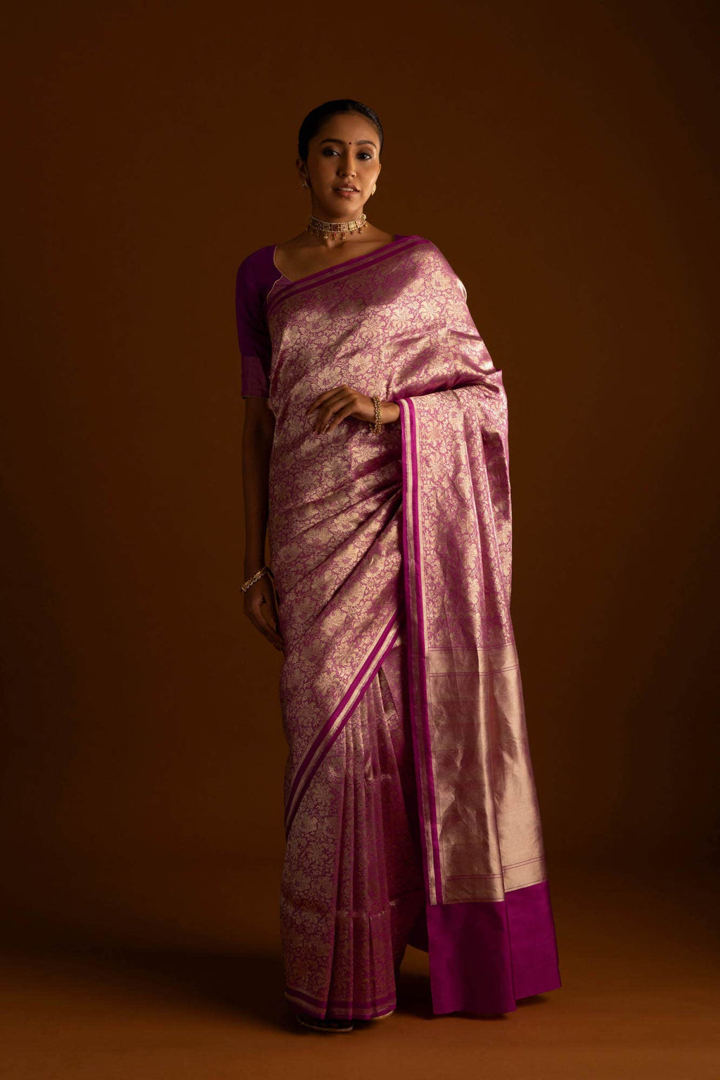 Japanese Tea Ceremony-Pink Banarasi Silk Saree