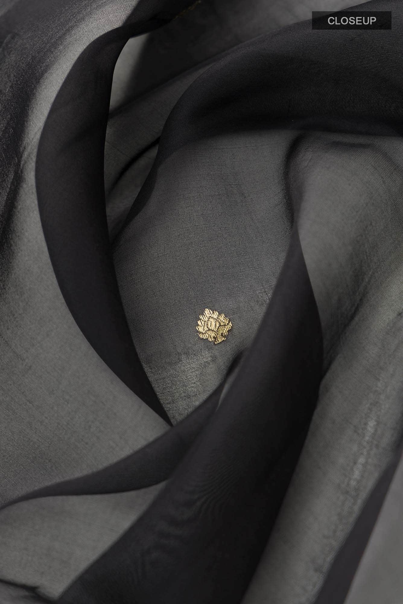 Black Pure Organza Silk Saree