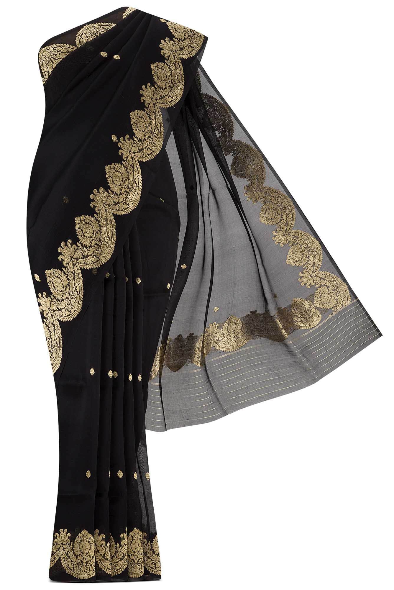 Black Pure Organza Silk Saree