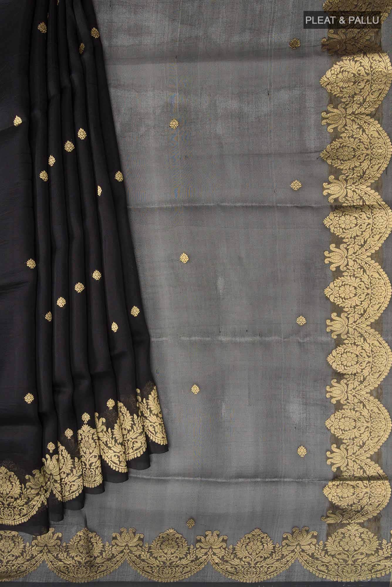 Black Pure Organza Silk Saree