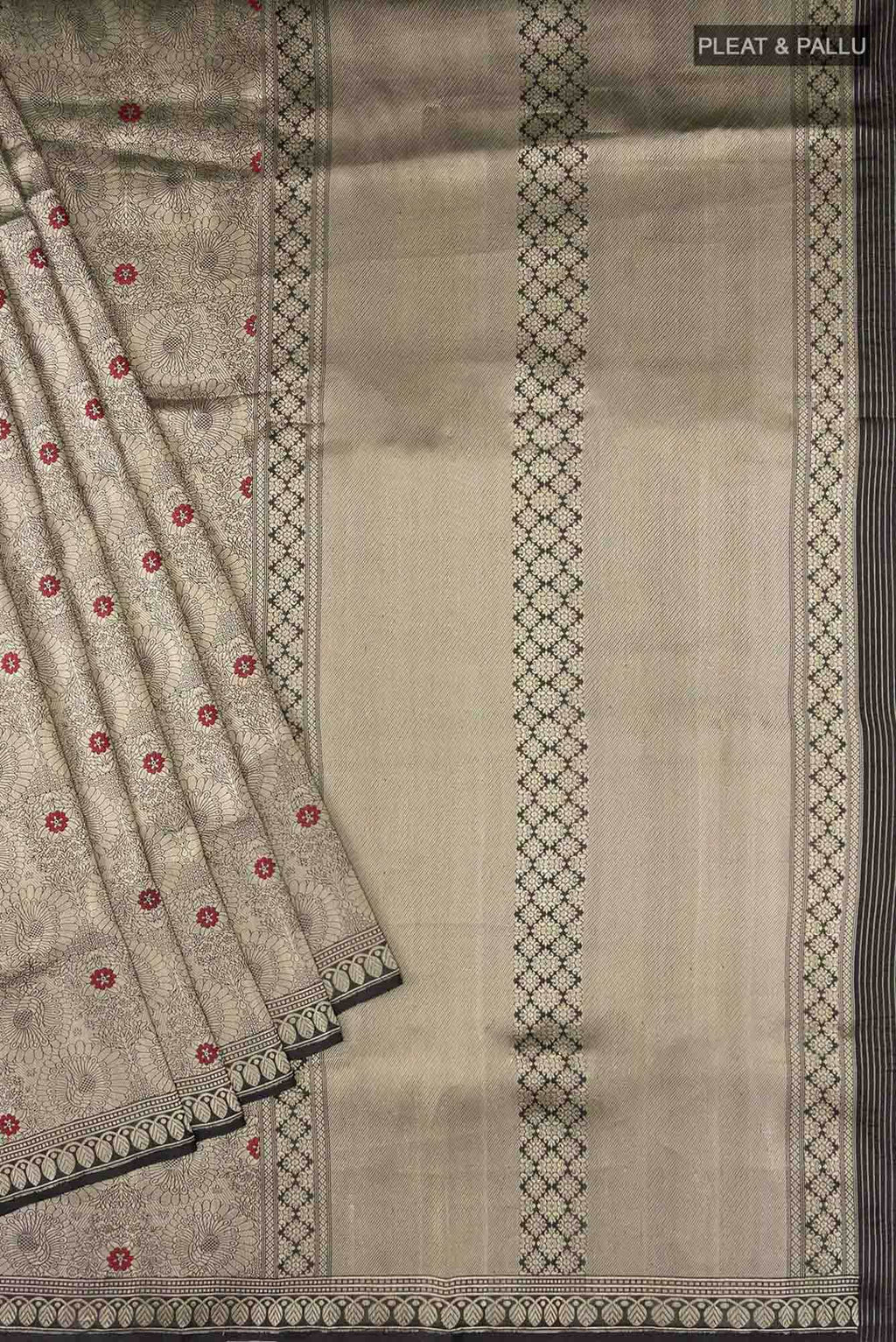 Mor-Black Banarasi Silk Saree