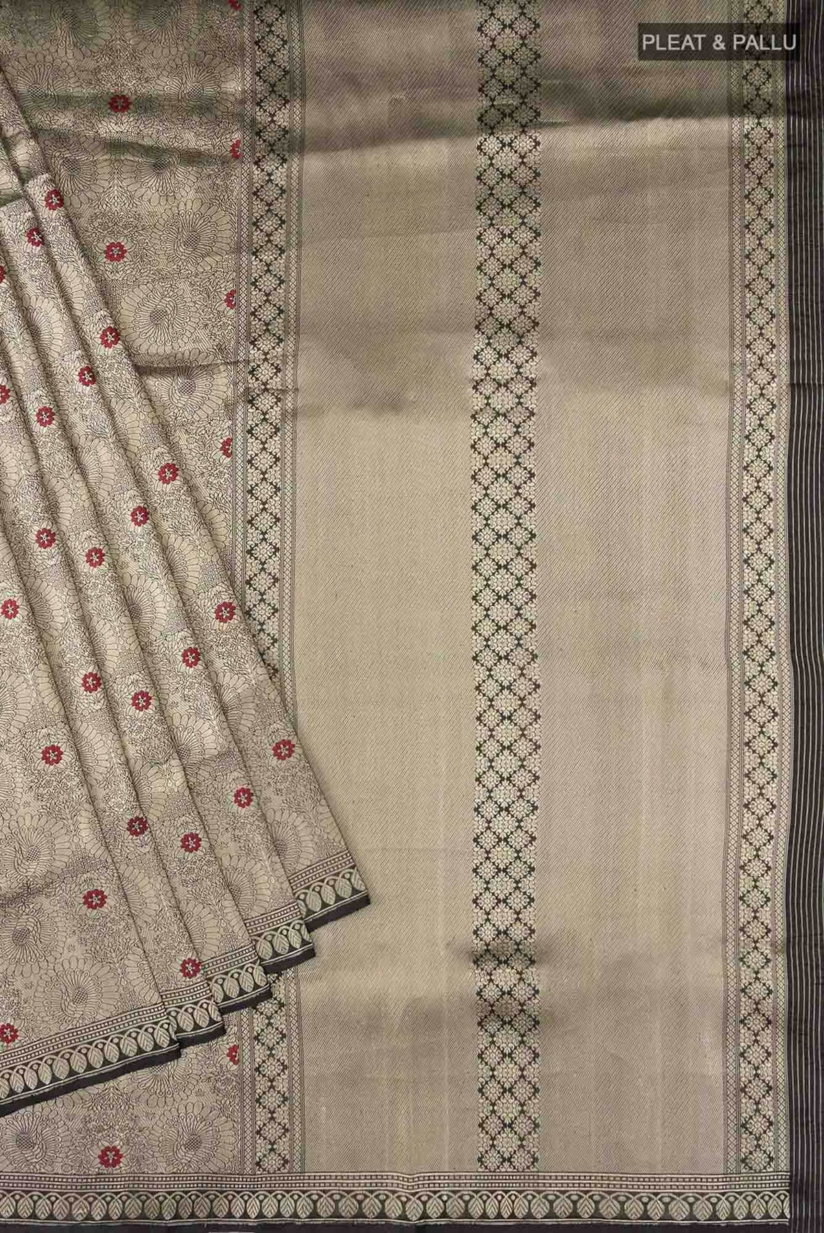 Mor-Black Banarasi Silk Saree