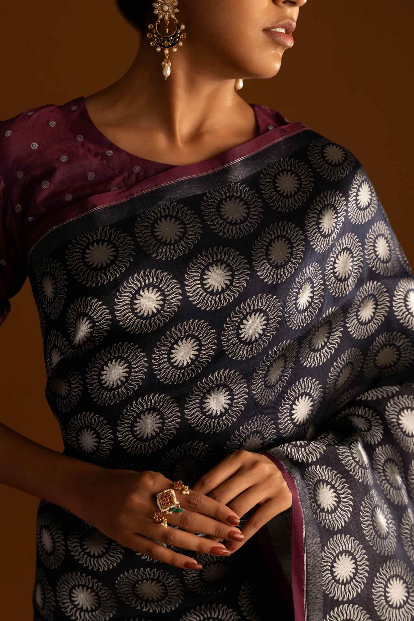 A New Day-Black Banarasi Silk Saree