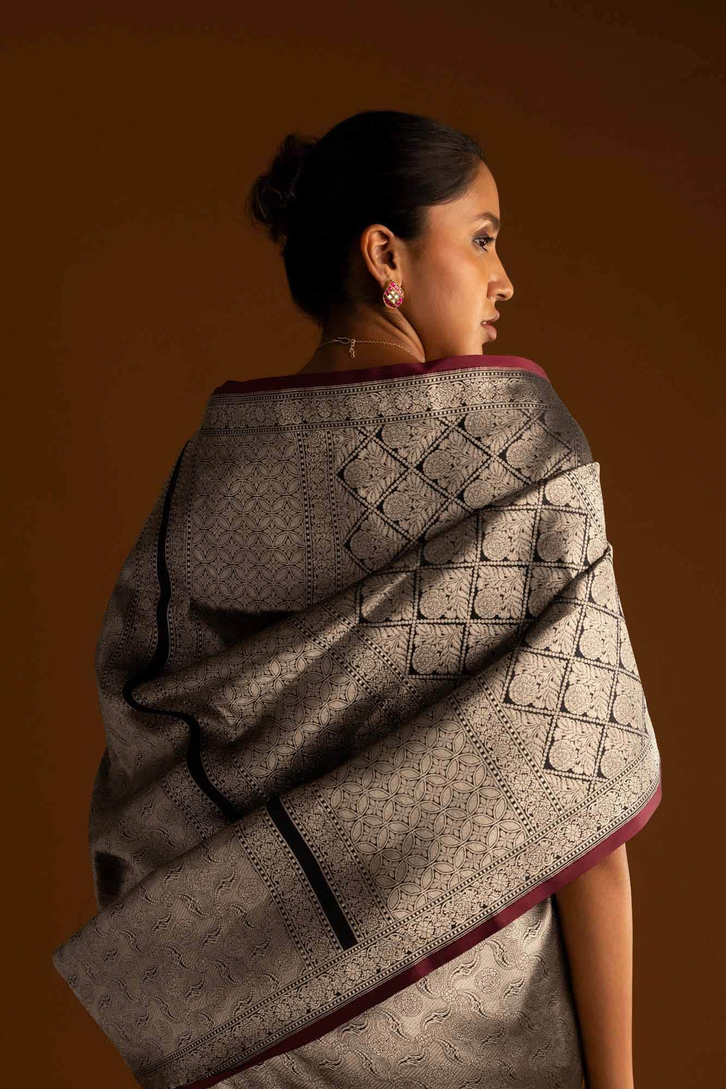 By the Bank of Ganges-Black Banarasi Silk Saree