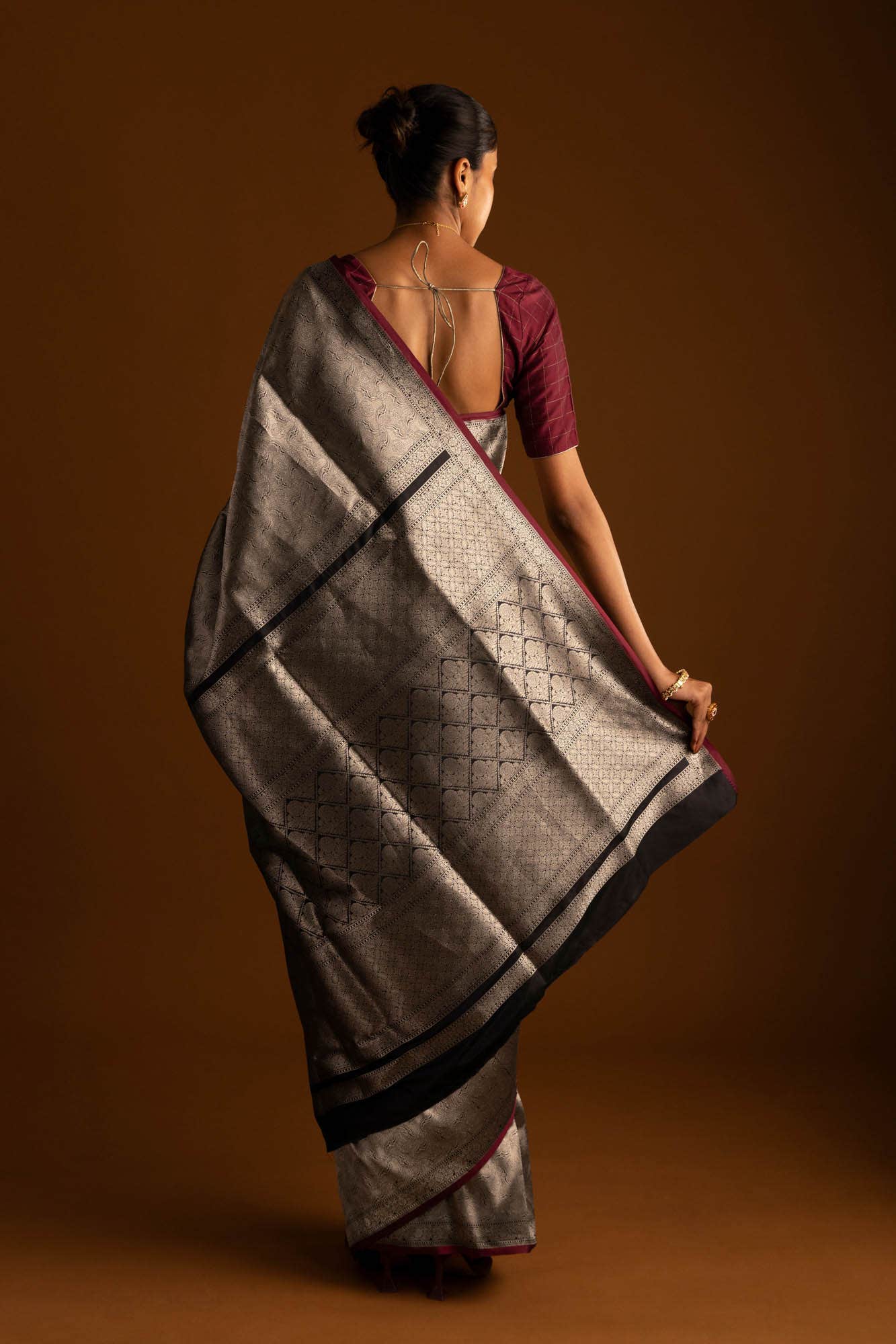 By the Bank of Ganges-Black Banarasi Silk Saree
