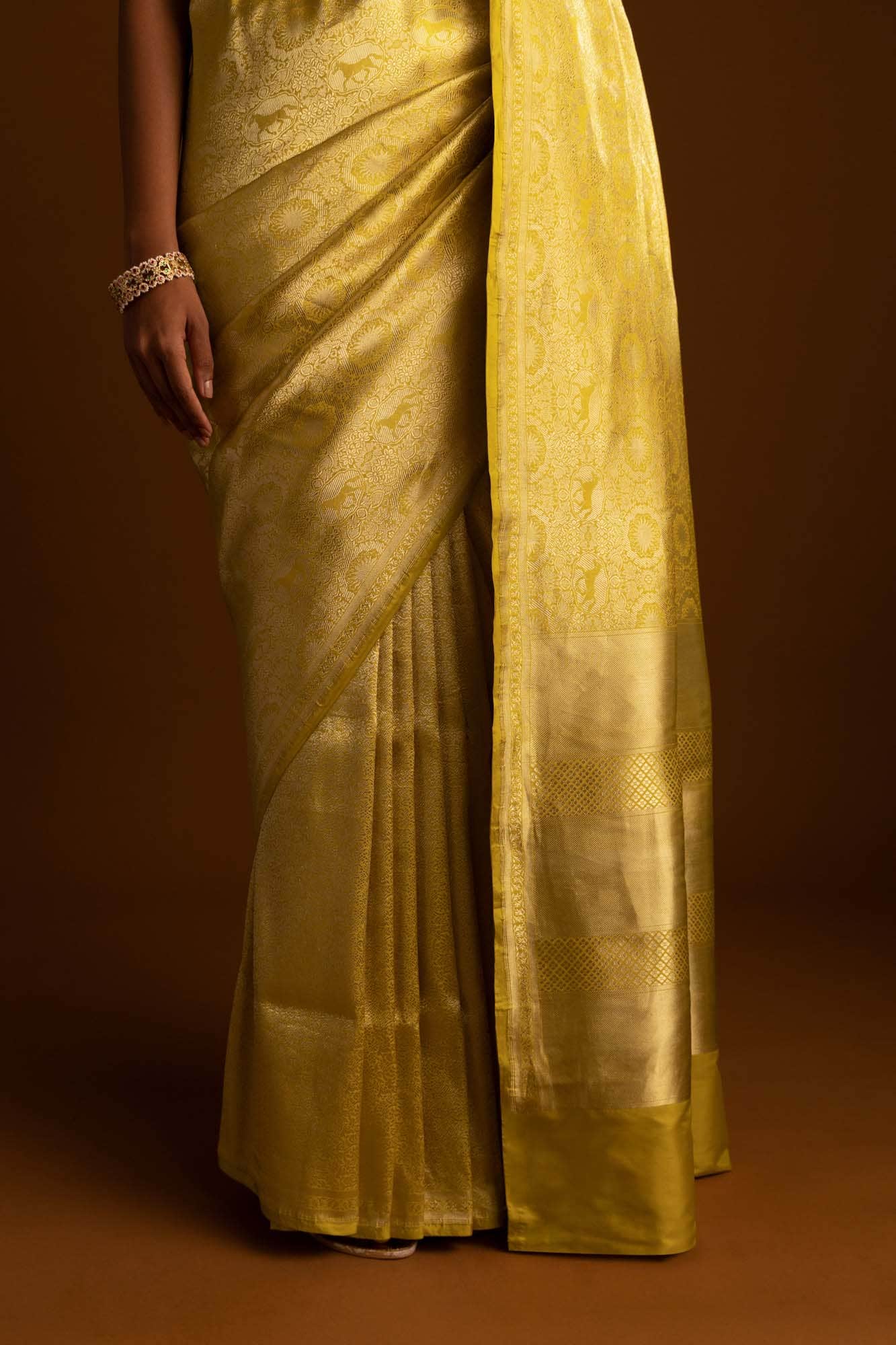 Chariots of the Sun-Yellow Banarasi Silk Saree