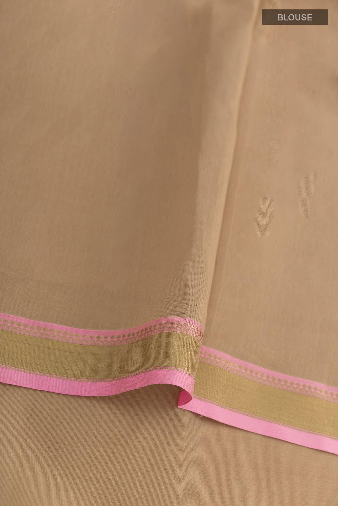Beige Chanderi Silk Cotton Saree