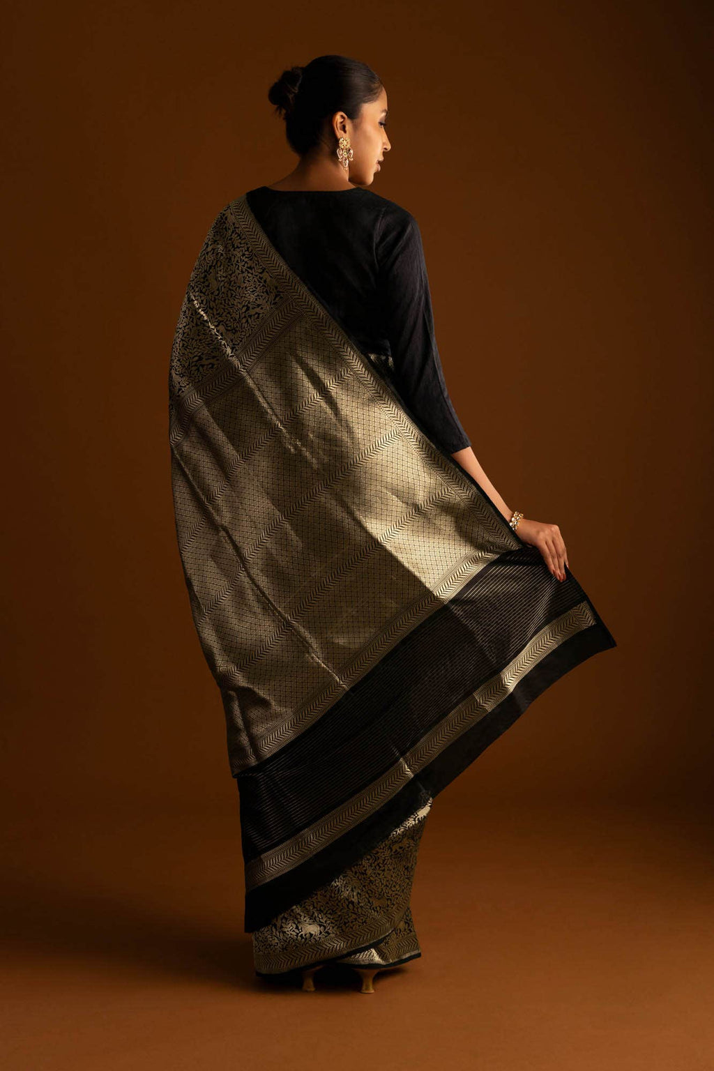Mogli's World-Black Banarasi Silk Saree