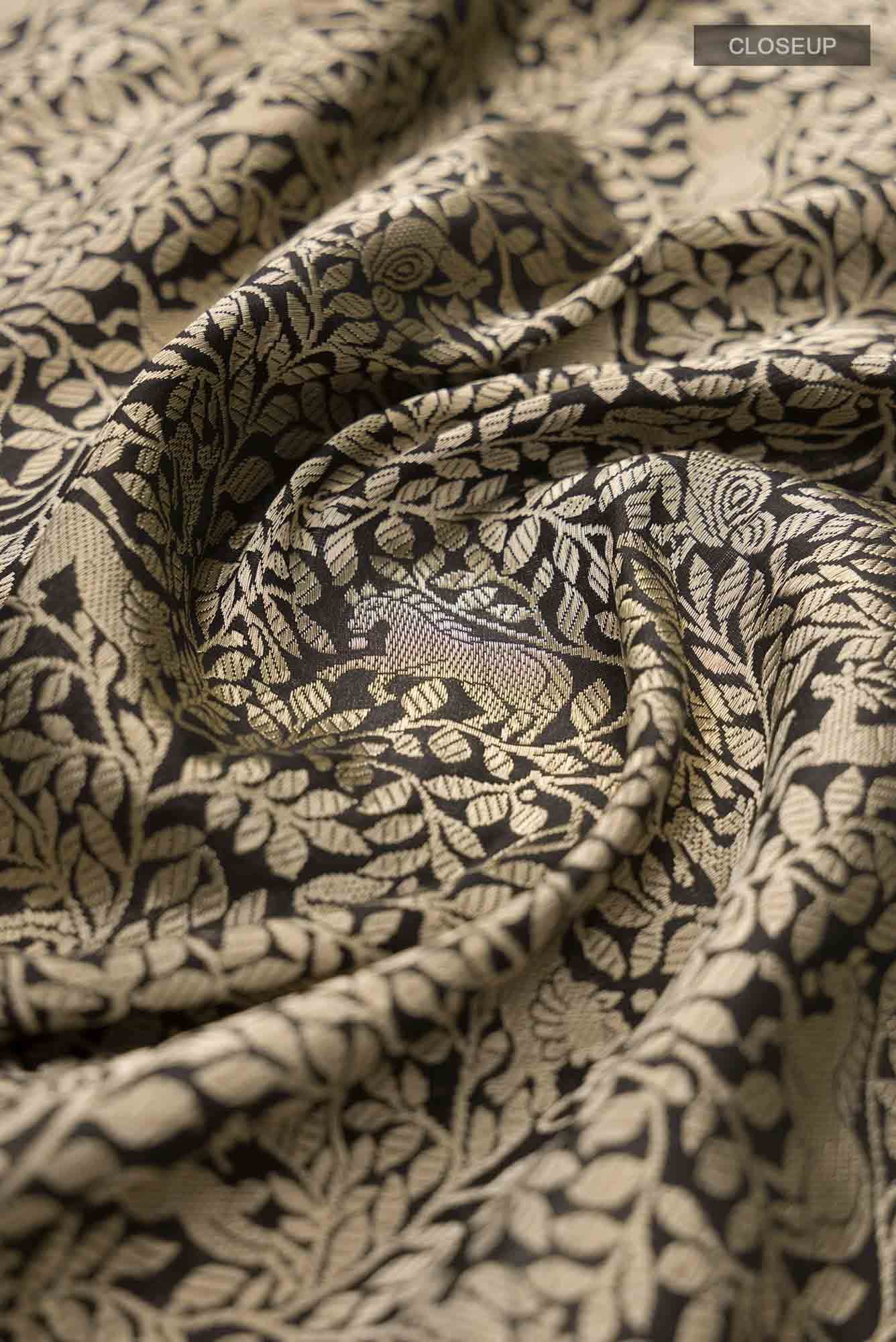 Mogli's World-Black Banarasi Silk Saree