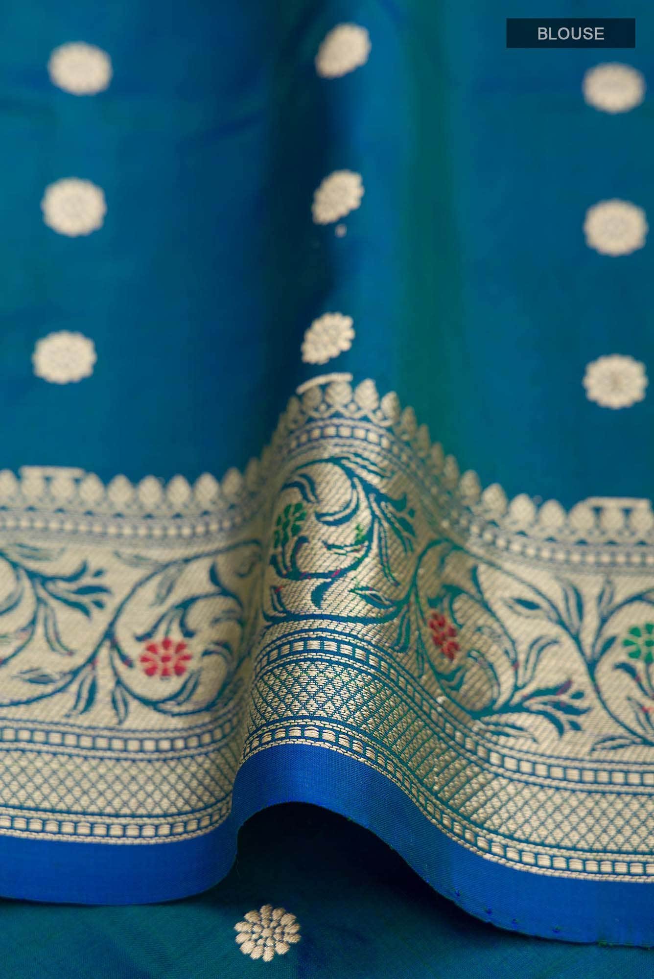 Blue Banarasi Katan Silk Saree