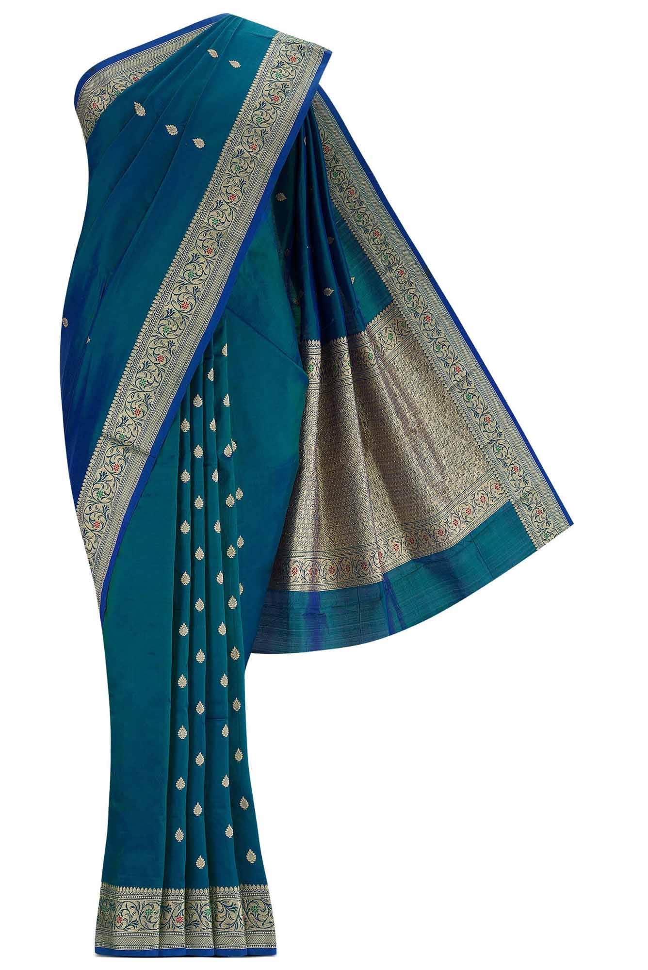 Blue Banarasi Katan Silk Saree