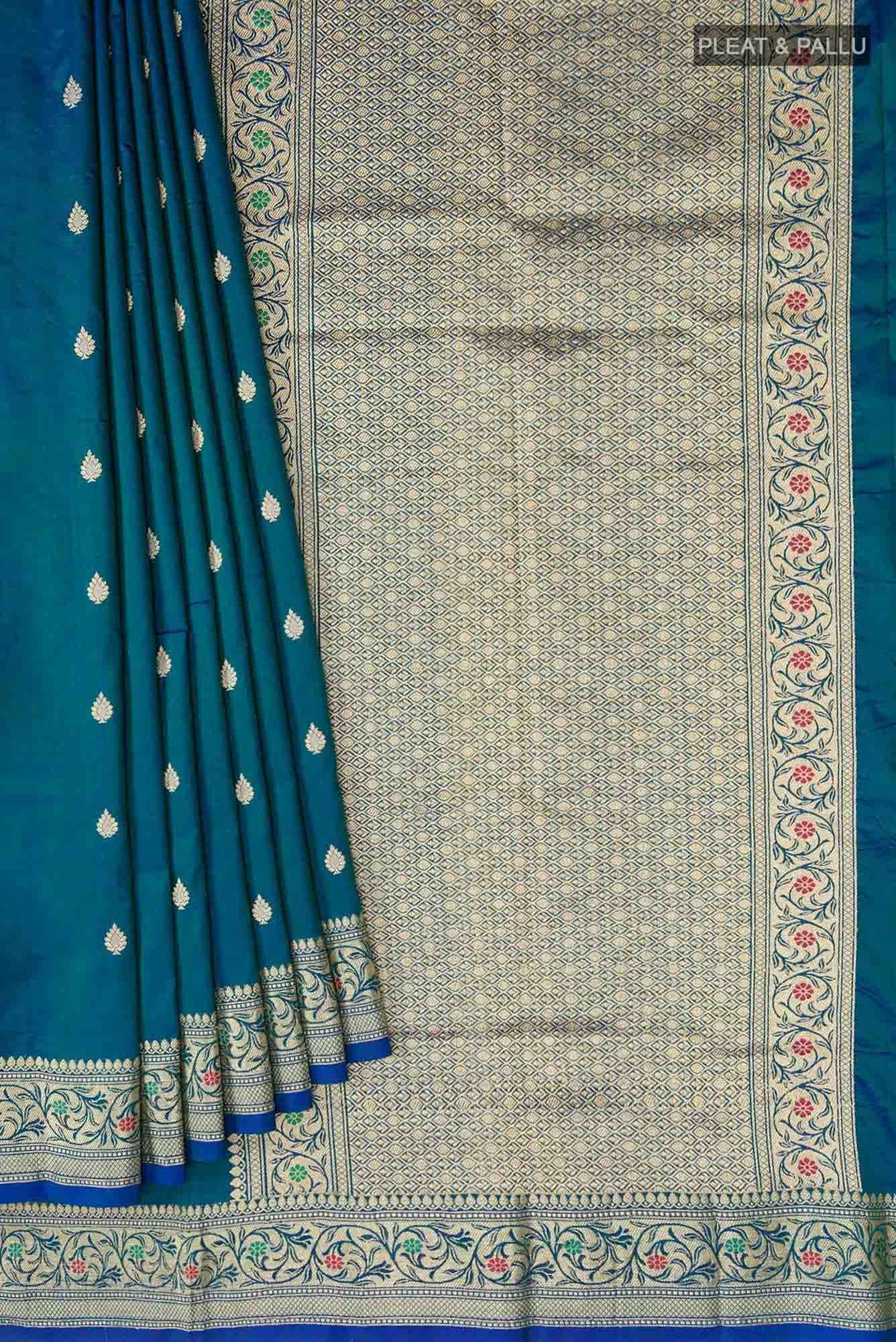 Blue Banarasi Katan Silk Saree