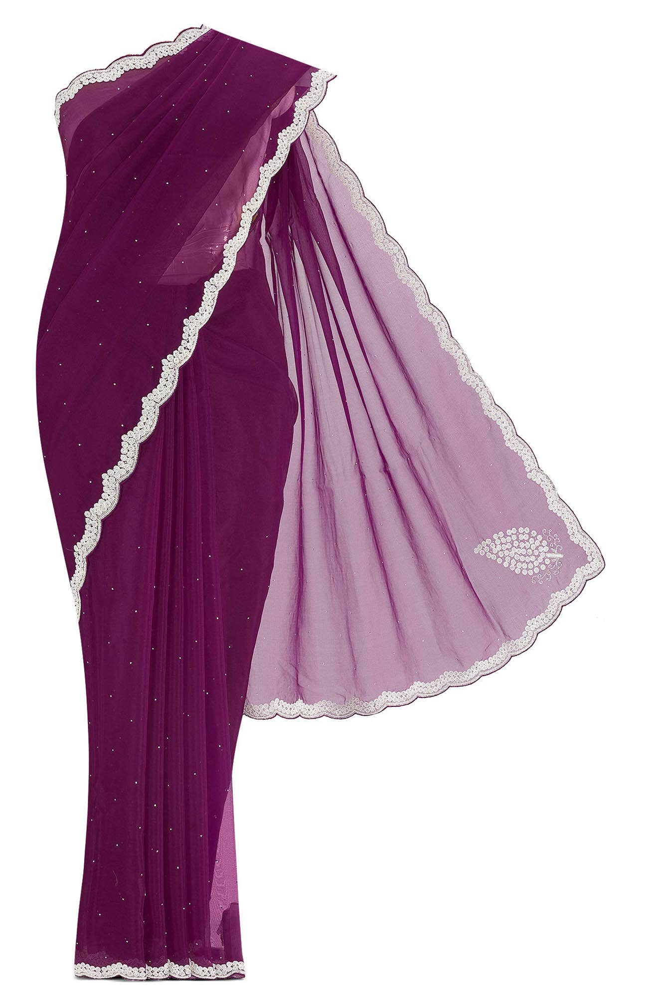Purple Blended Organza Silk Saree