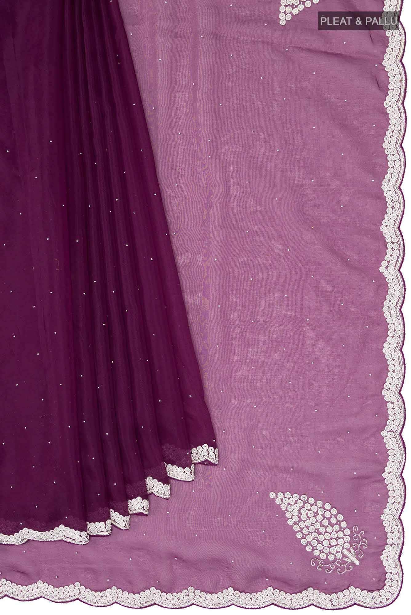 Purple Blended Organza Silk Saree