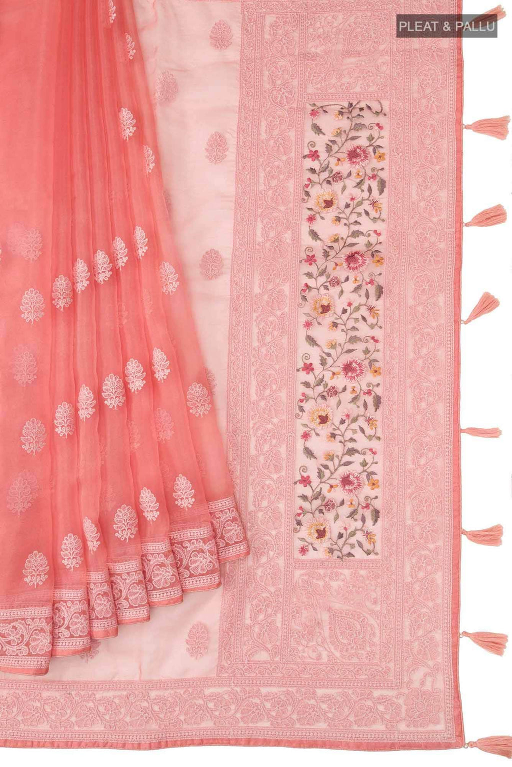 Peach Blended Organza Silk Saree