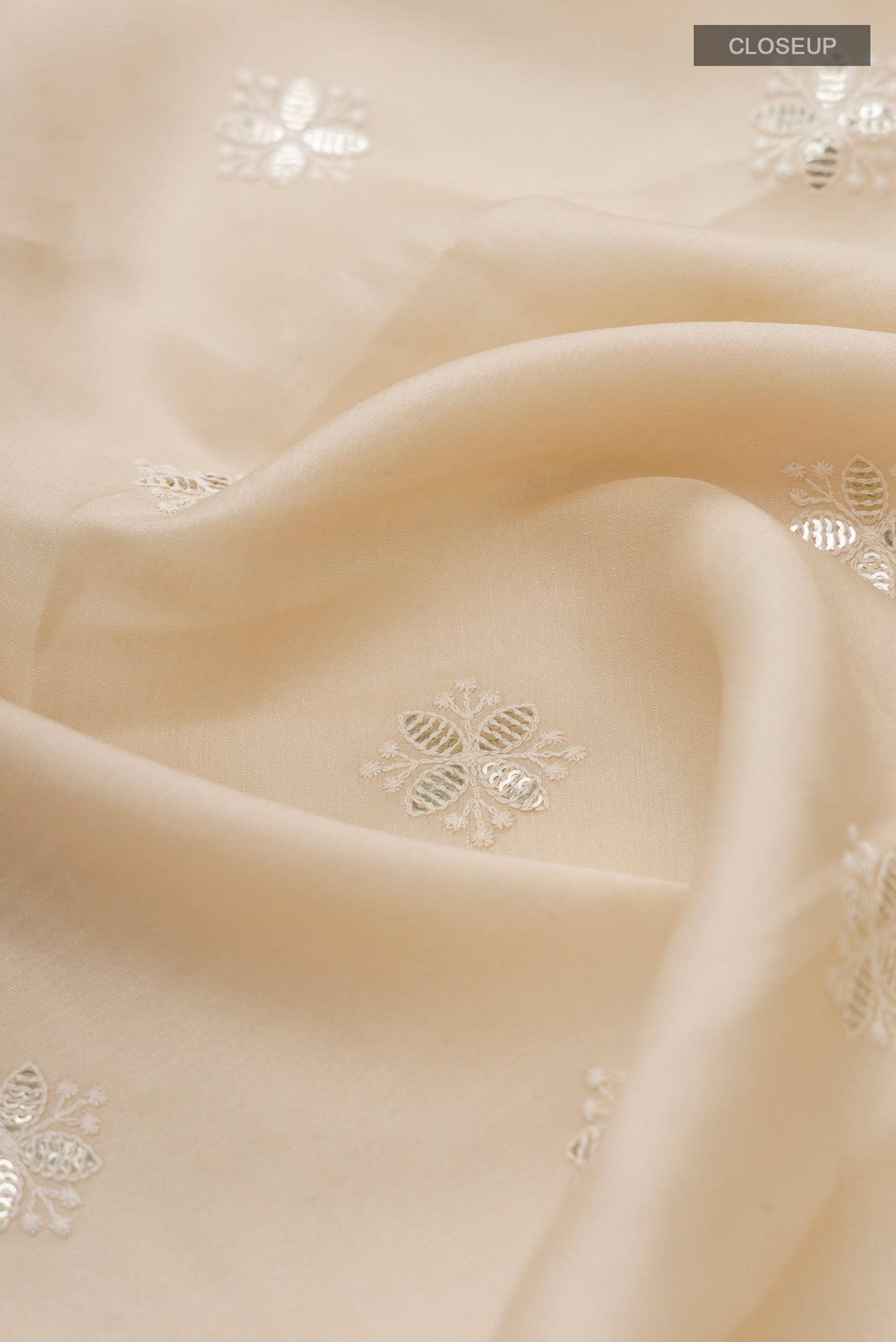 Beige Blended Tussar Silk Saree
