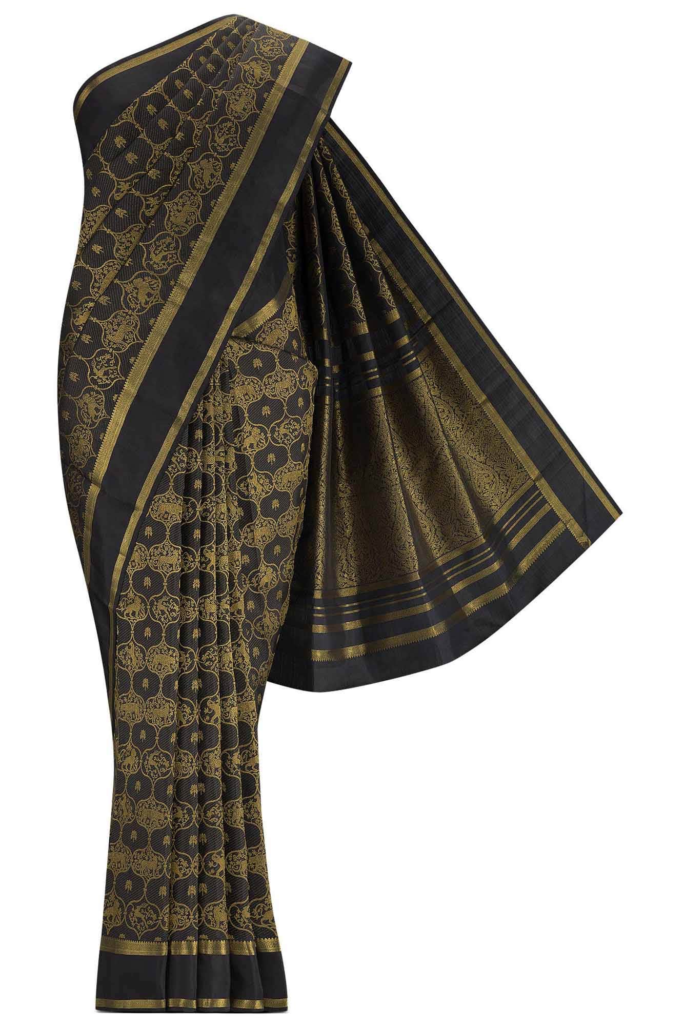 Malhar-Black Kanchipuram Silk Saree