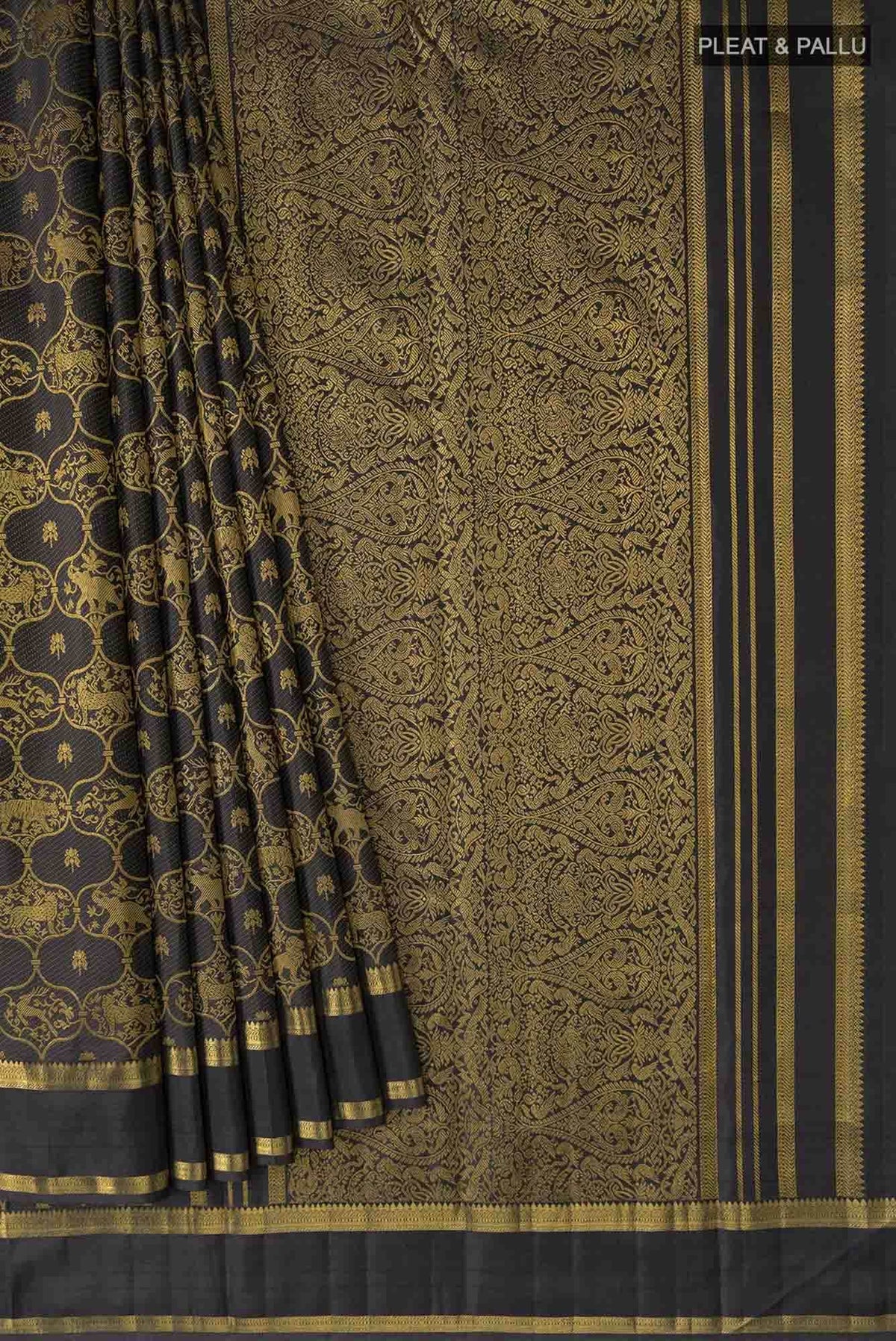Malhar-Black Kanchipuram Silk Saree