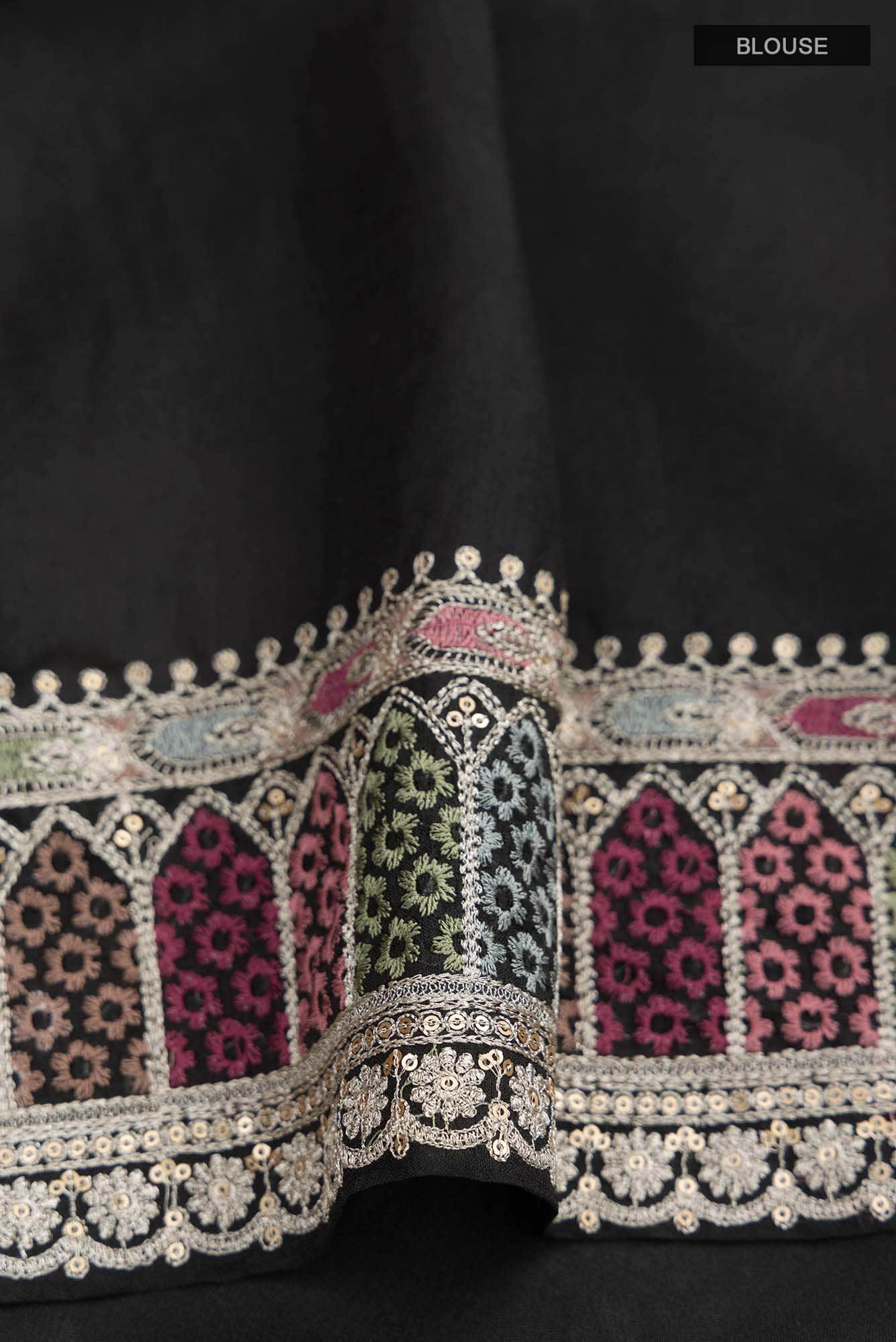 Black Pure Organza Silk Saree