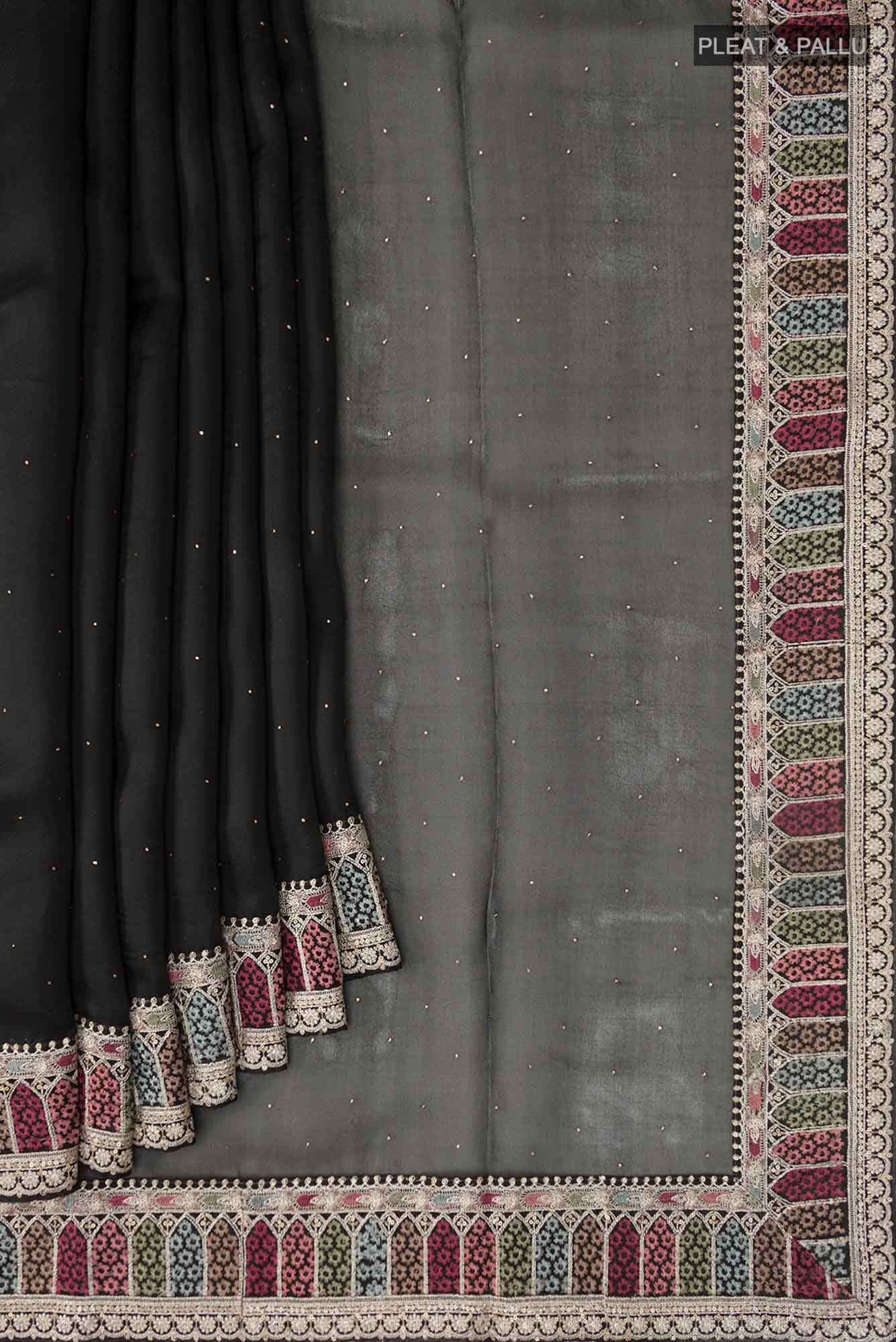 Black Pure Organza Silk Saree